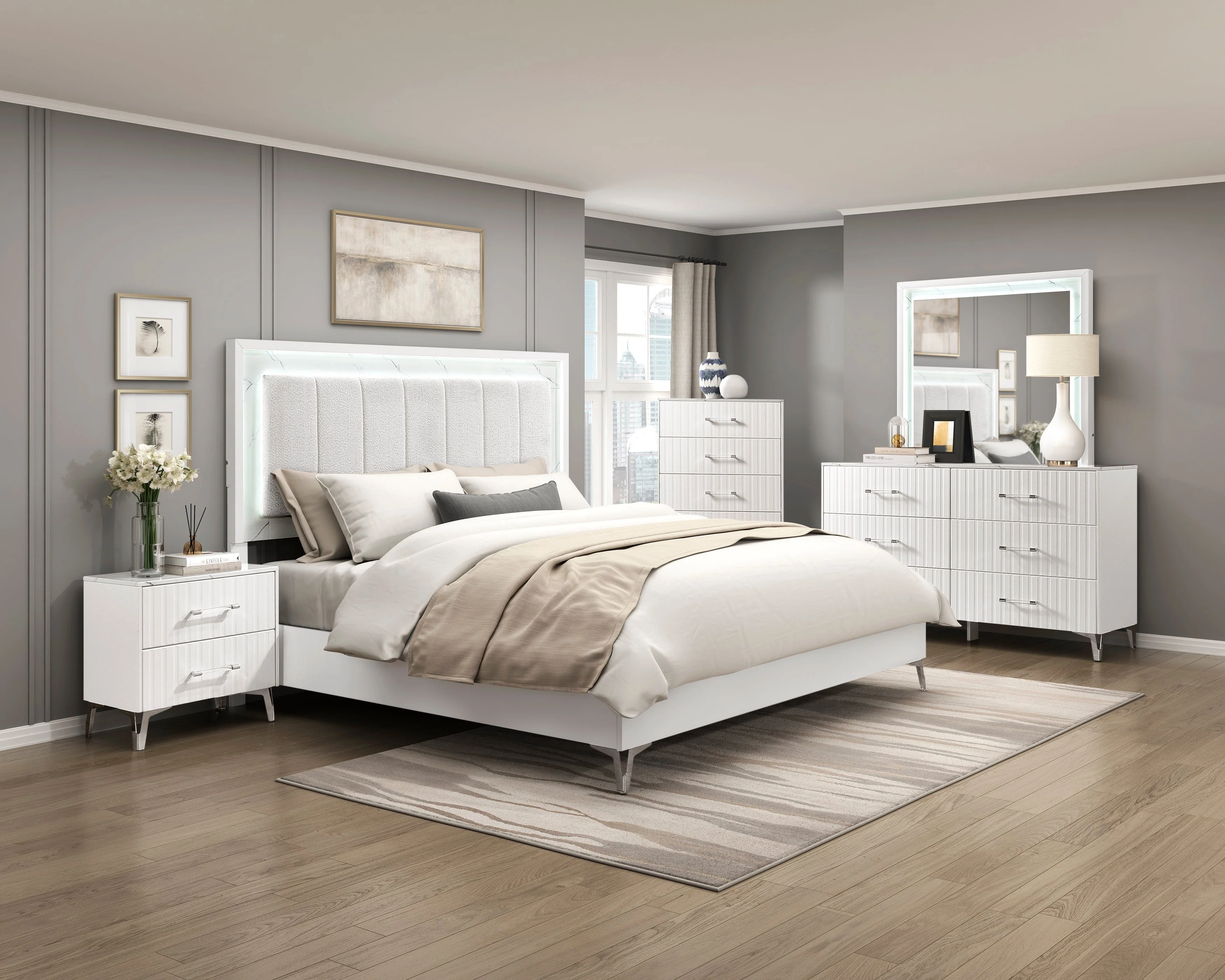 Ripple White Night Stand - Image 7
