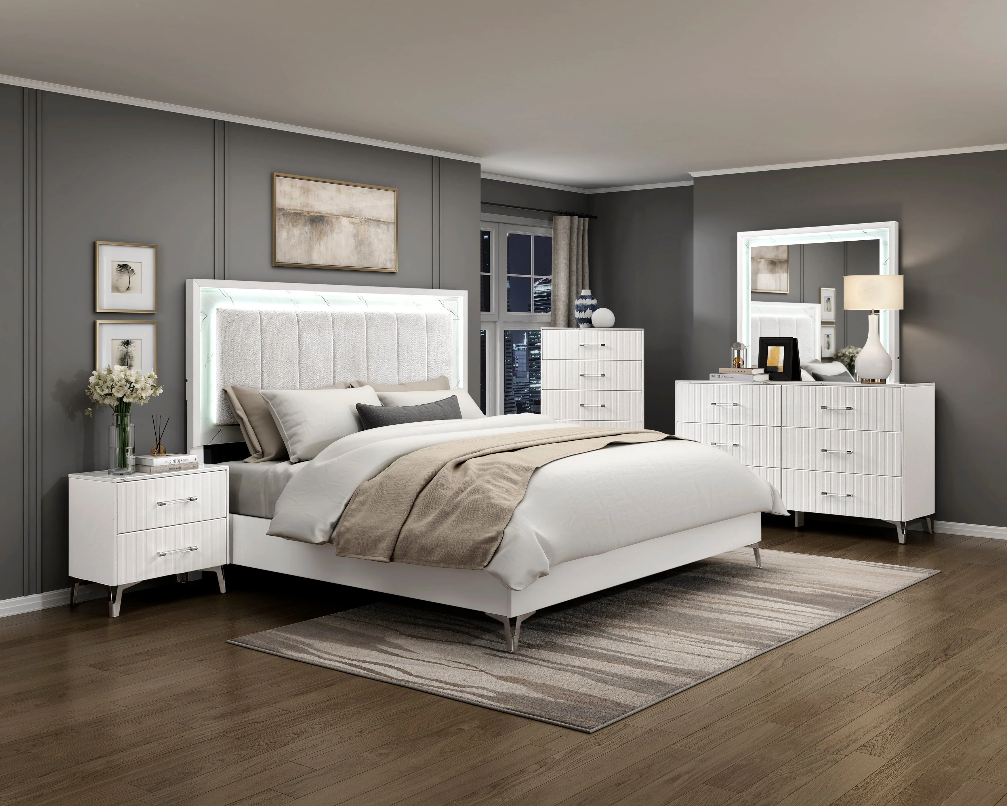 Ripple White Night Stand - Image 8