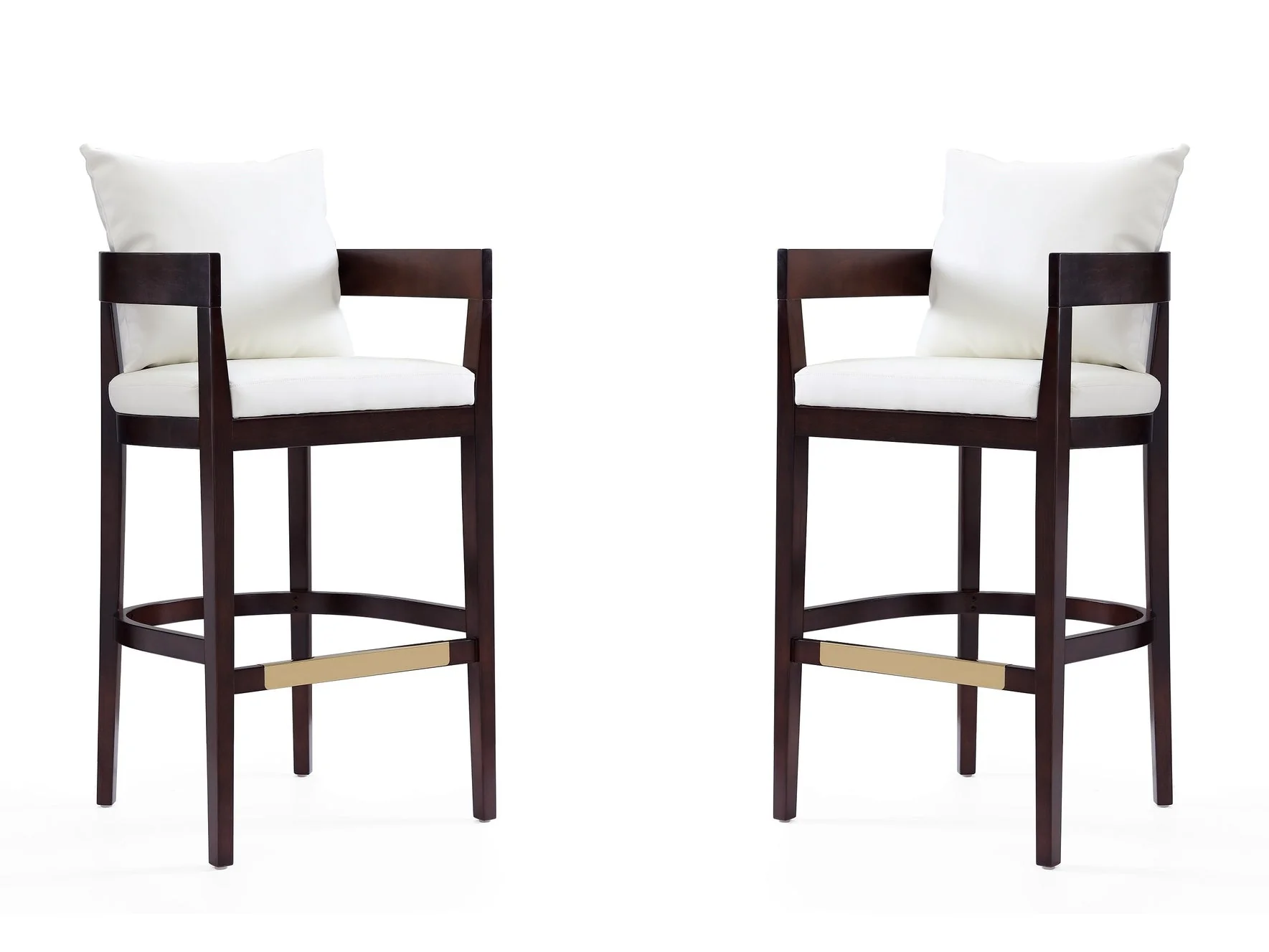 Ritz Barstool in Ivory and Dark Walnut (set of 2)