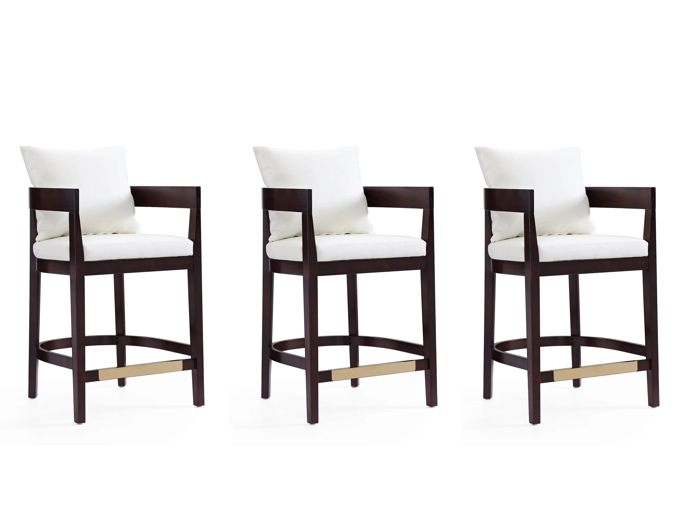 Ritz Counter Stool in Ivory and Dark Walnut (set of 3)