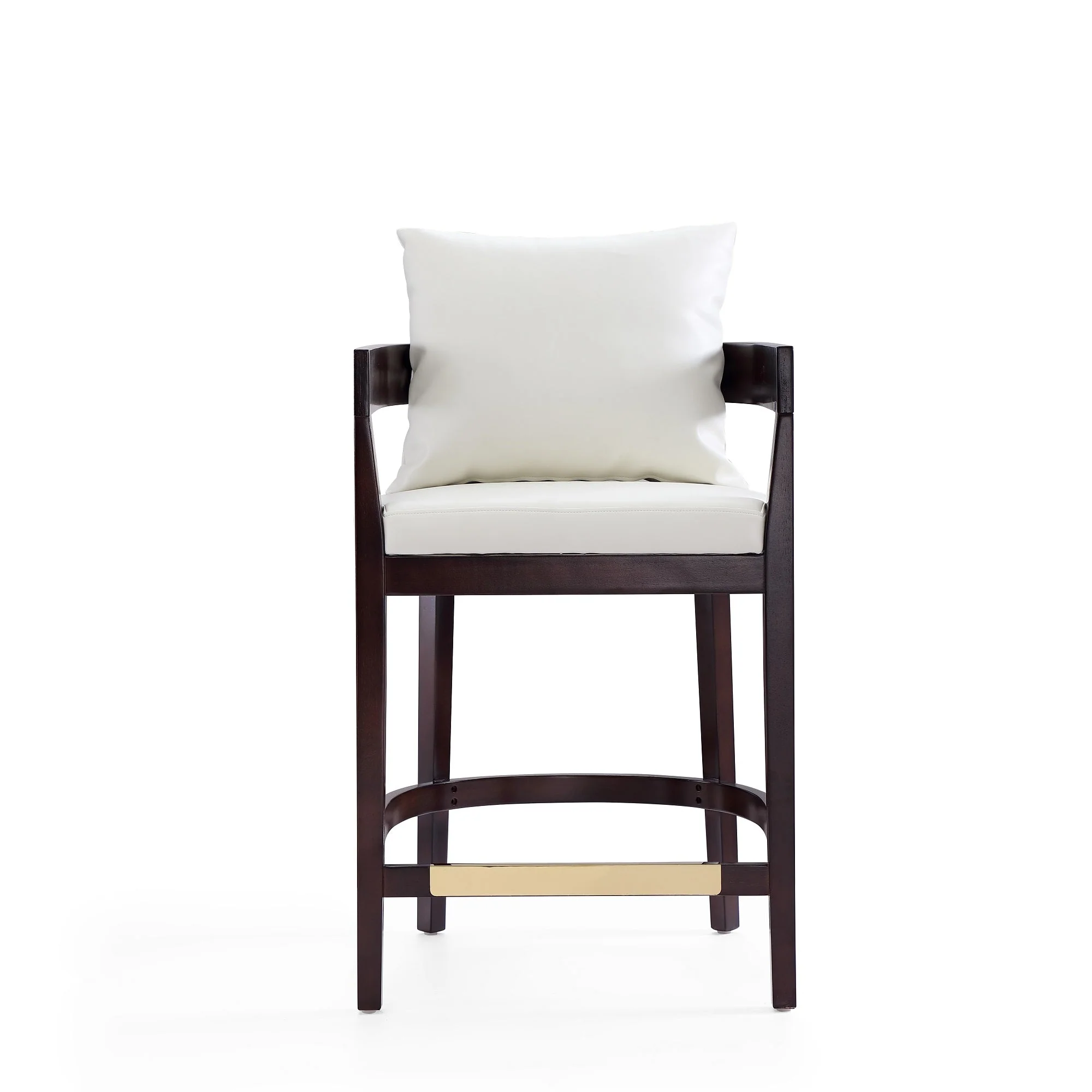 Ritz Counter Stool in Ivory and Dark Walnut (set of 3) - Image 5
