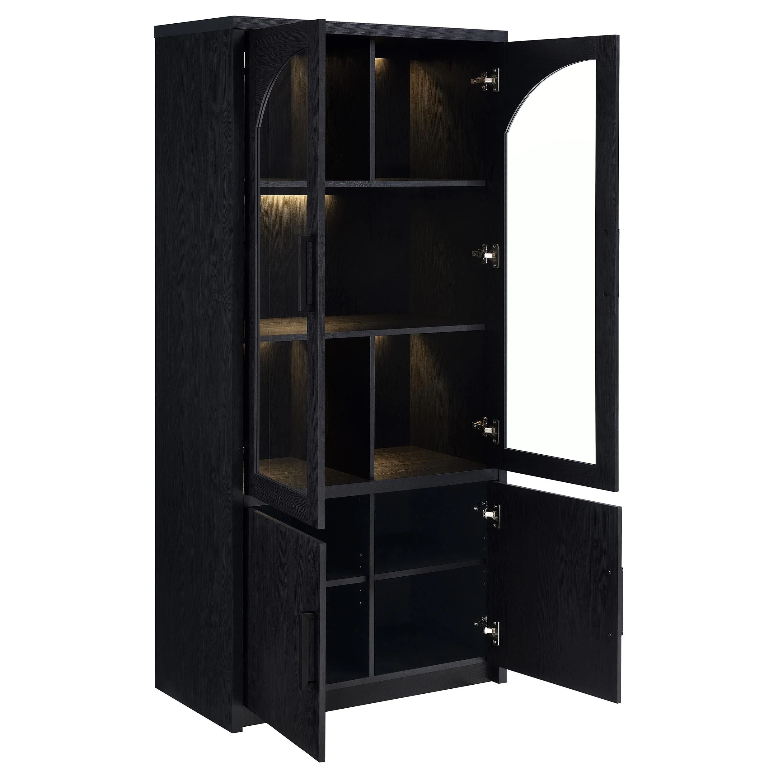 Riva Black 4-Door Tall Accent Display Cabinet with LED Lighting - Image 3