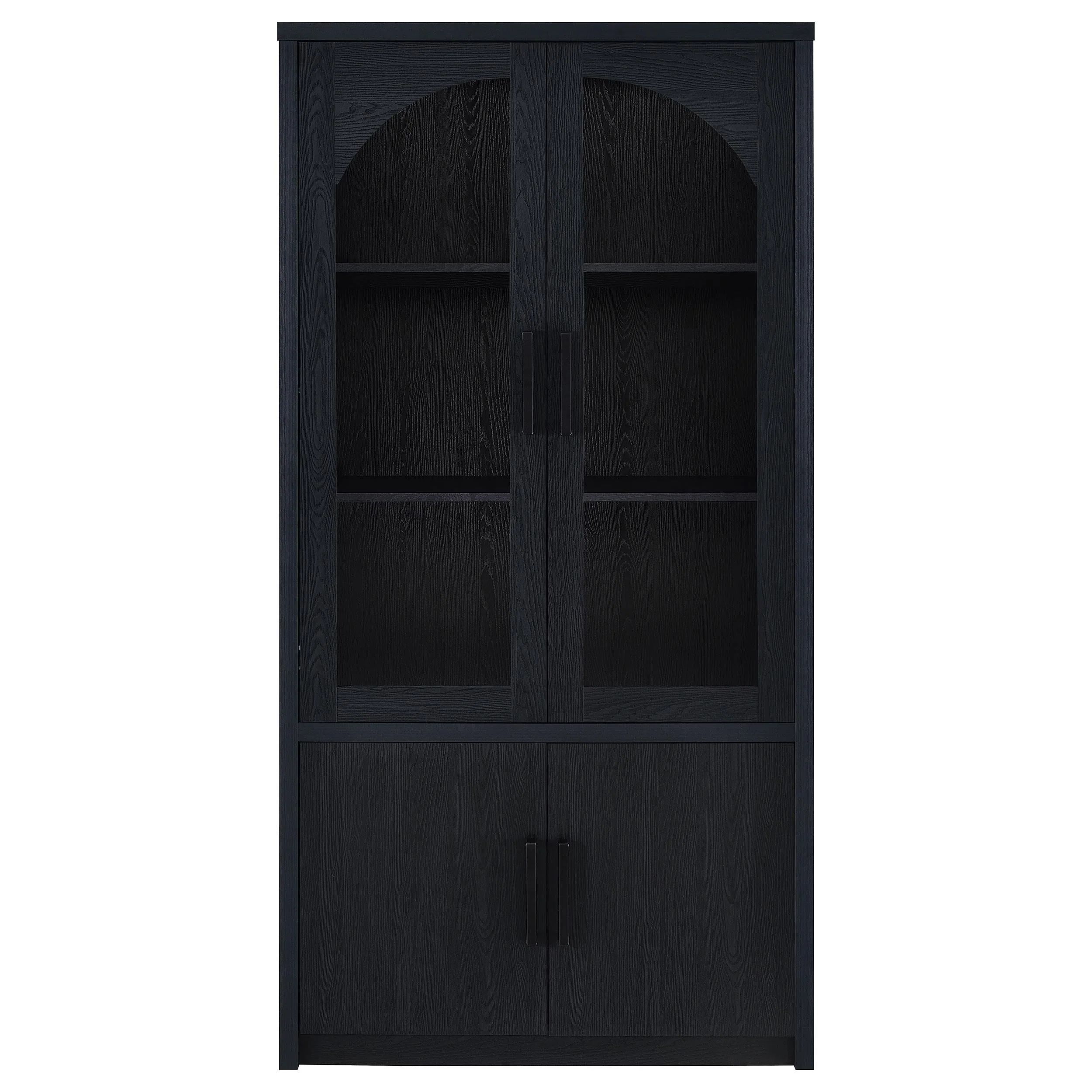 Riva Black 4-Door Tall Accent Display Cabinet with LED Lighting - Image 4