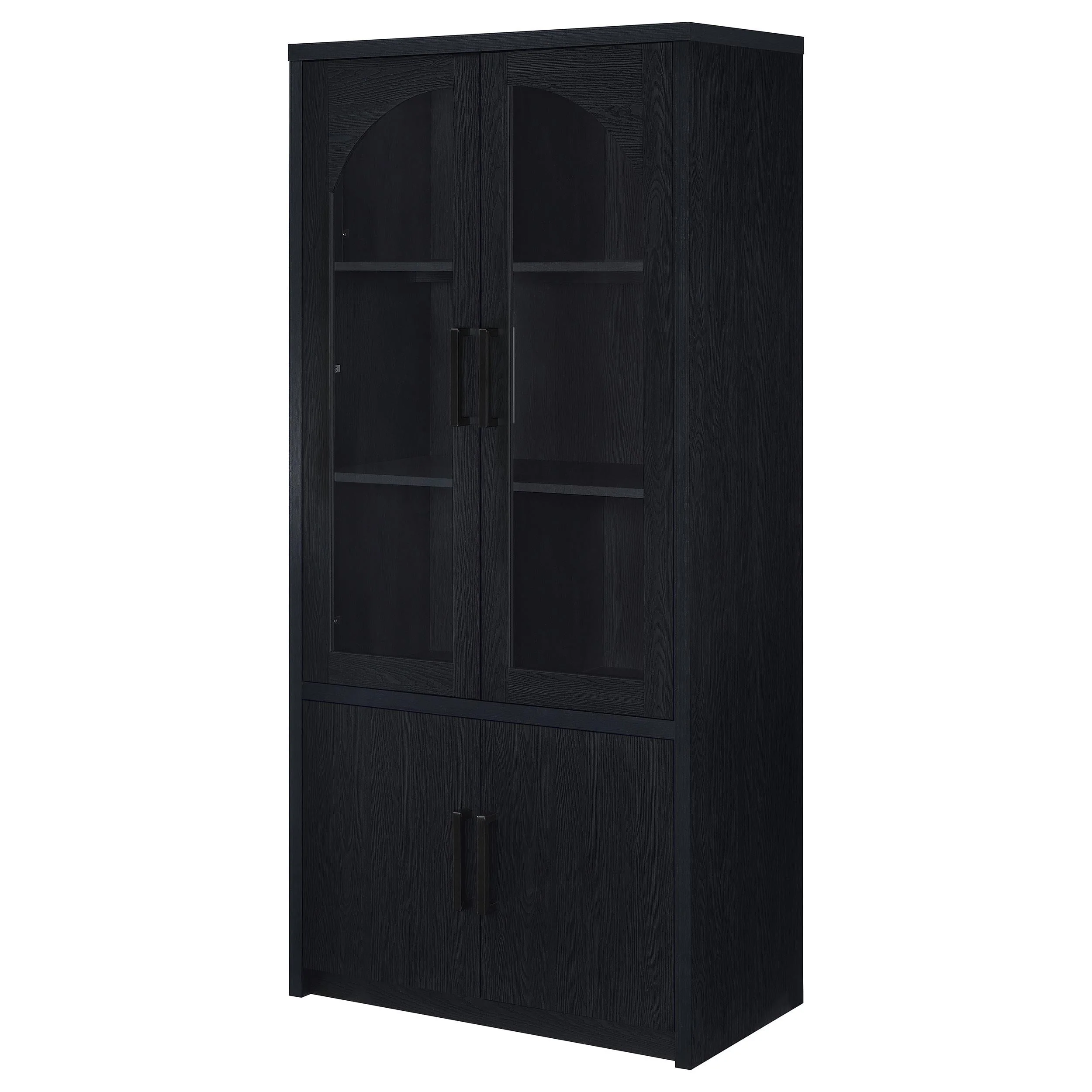 Riva Black 4-Door Tall Accent Display Cabinet with LED Lighting - Image 5