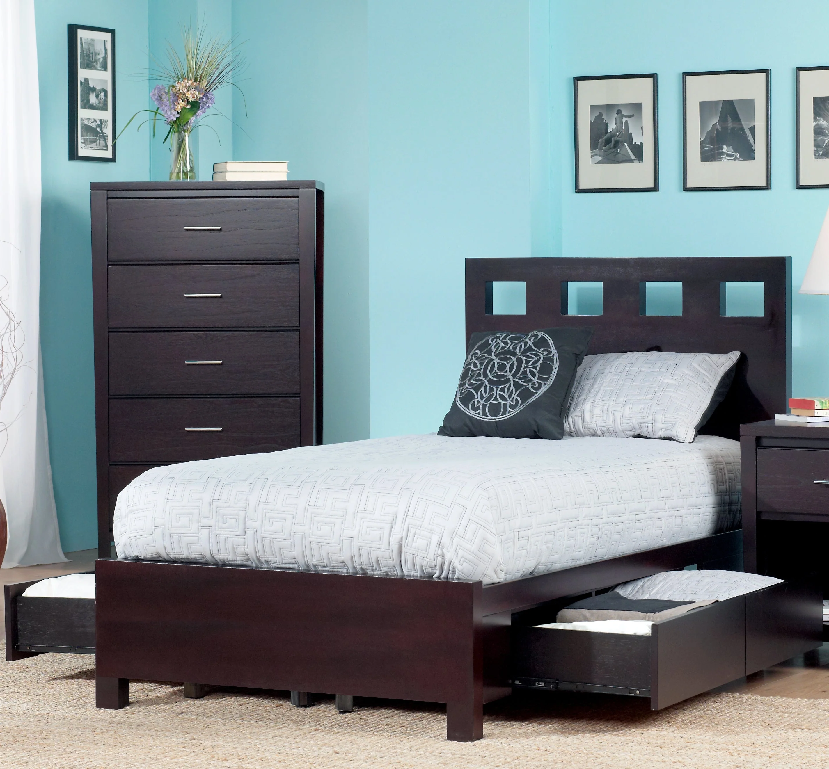 Riva Wood Eastern King Storage Bed in Espresso - Image 2