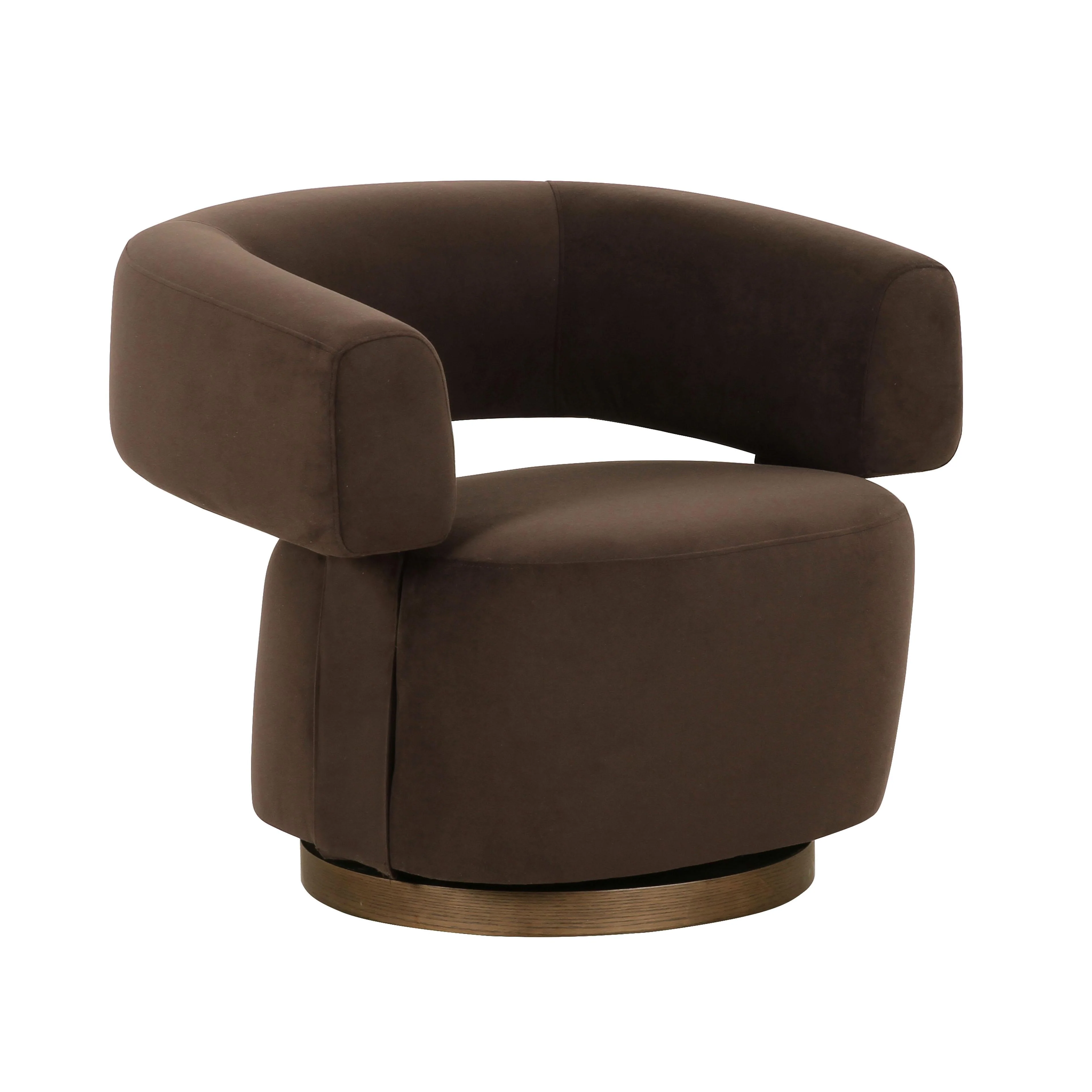 River Chocolate Brown Performance Velvet Swivel Accent Chair - Image 7