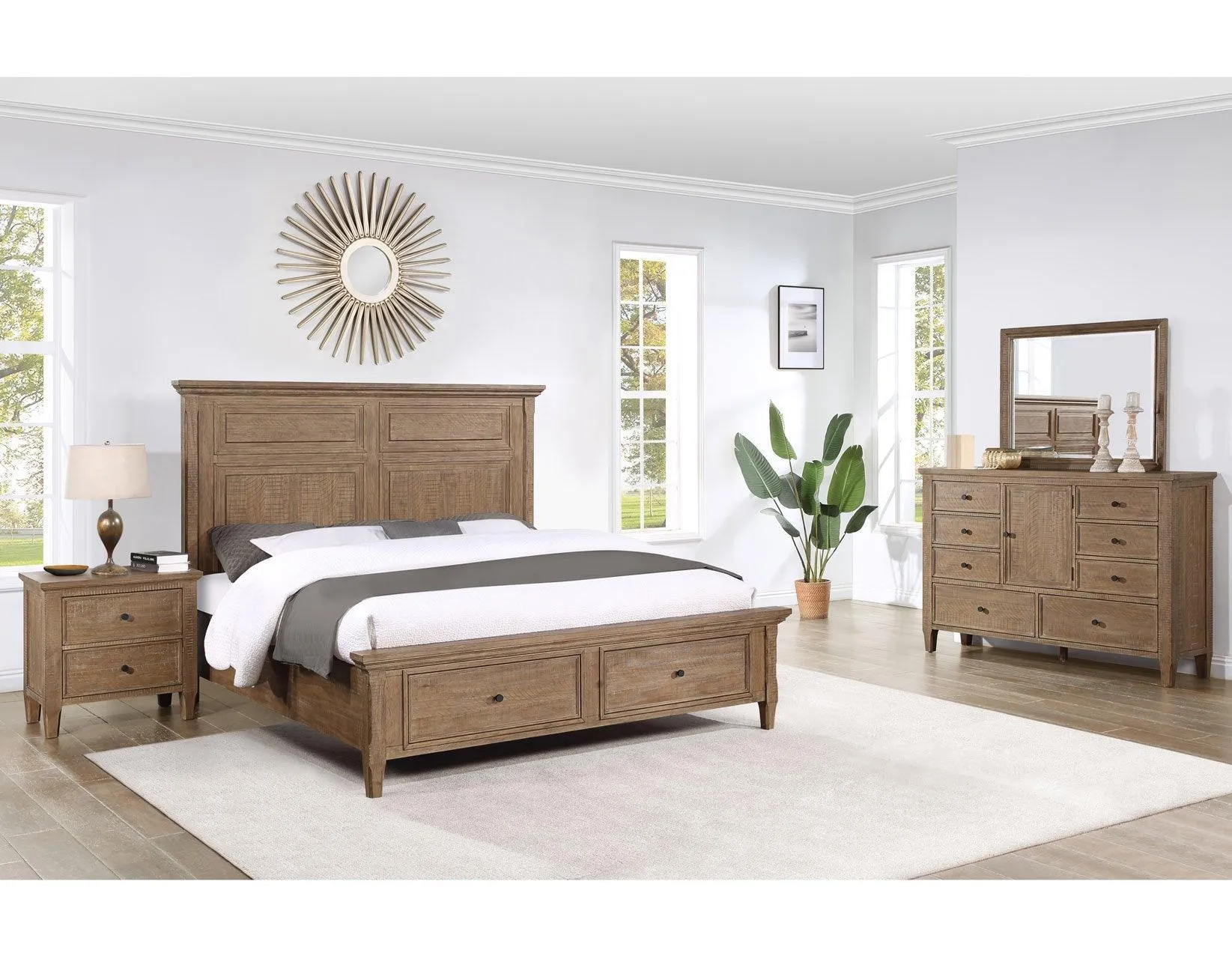 Riverdale Driftwood 4-Piece Queen Storage Platform Bedroom Set - Image 2