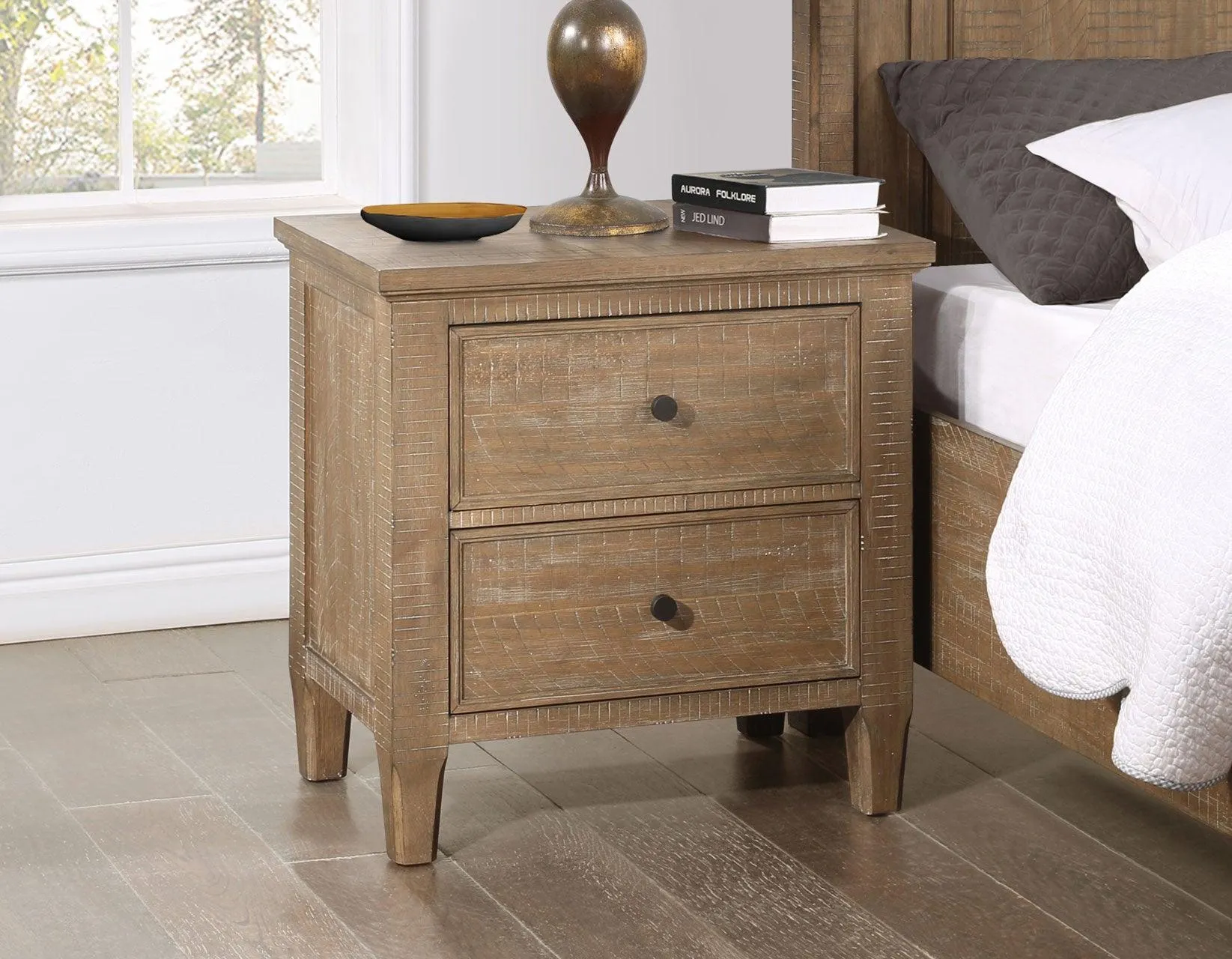 Riverdale Driftwood 4-Piece Queen Storage Platform Bedroom Set - Image 26