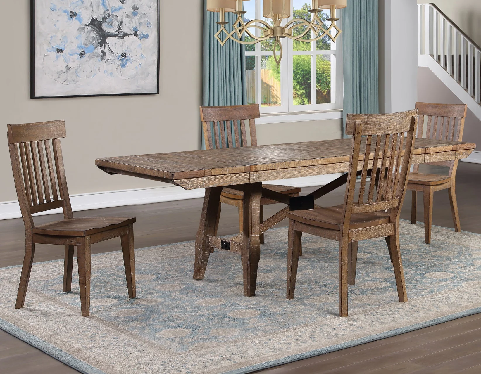 Riverdale Driftwood Trestle Dining Room Set