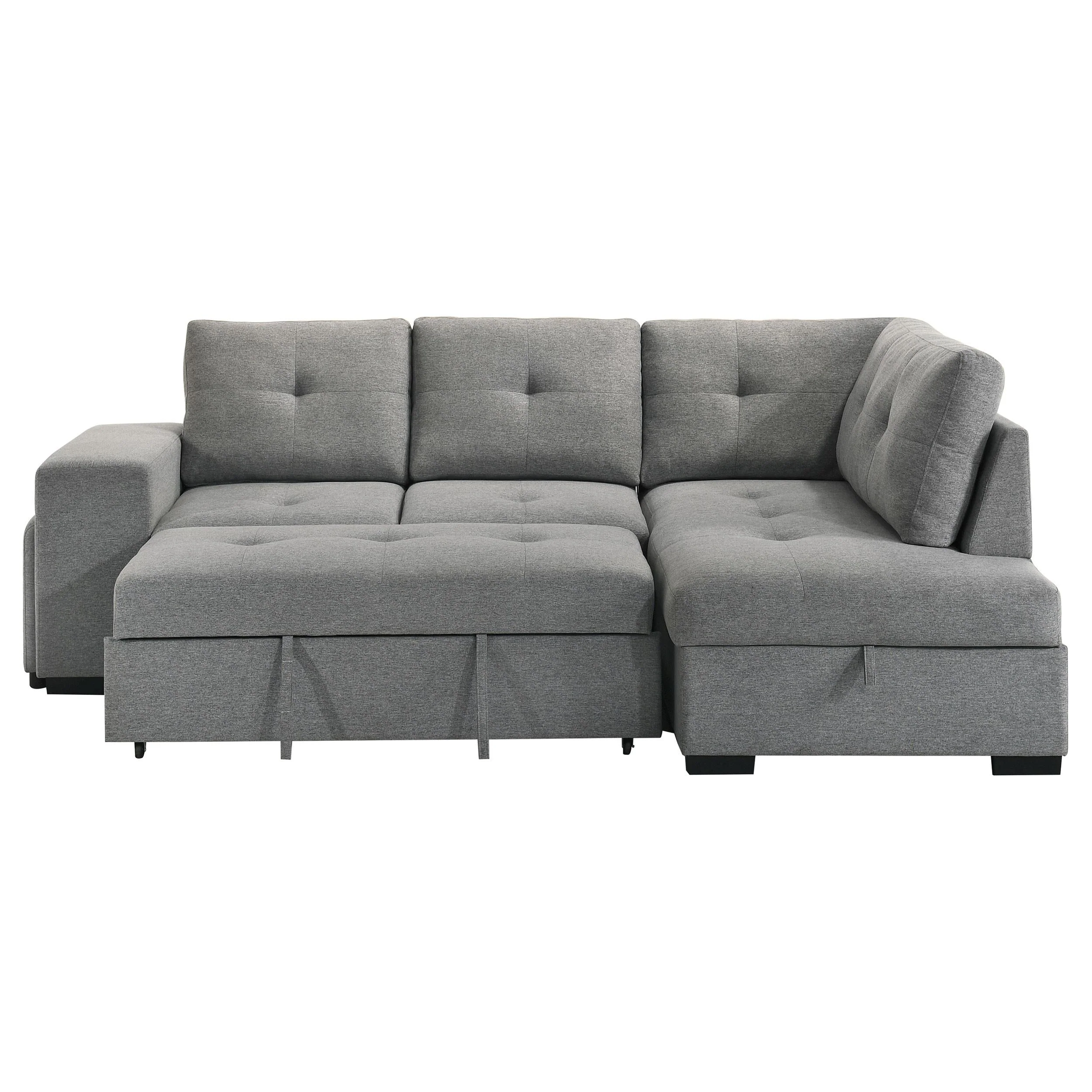 Roanne Grey Fabric Upholstered Sleeper Sectional Sofa - Image 10