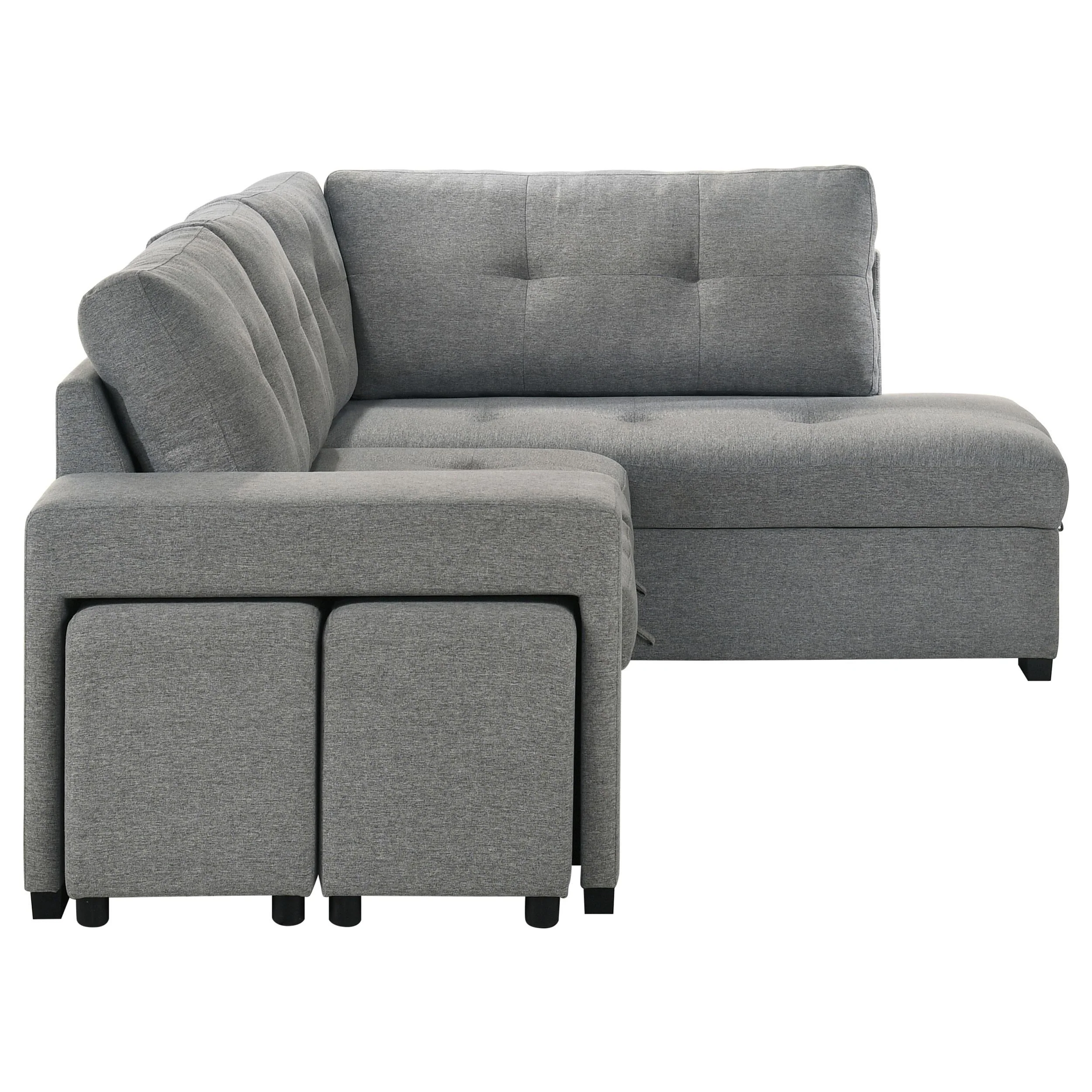Roanne Grey Fabric Upholstered Sleeper Sectional Sofa - Image 14
