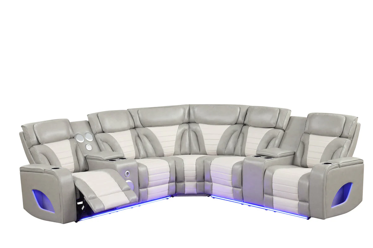 Robin Grey Leather Power Reclining Sectional [Special Price] - Image 2