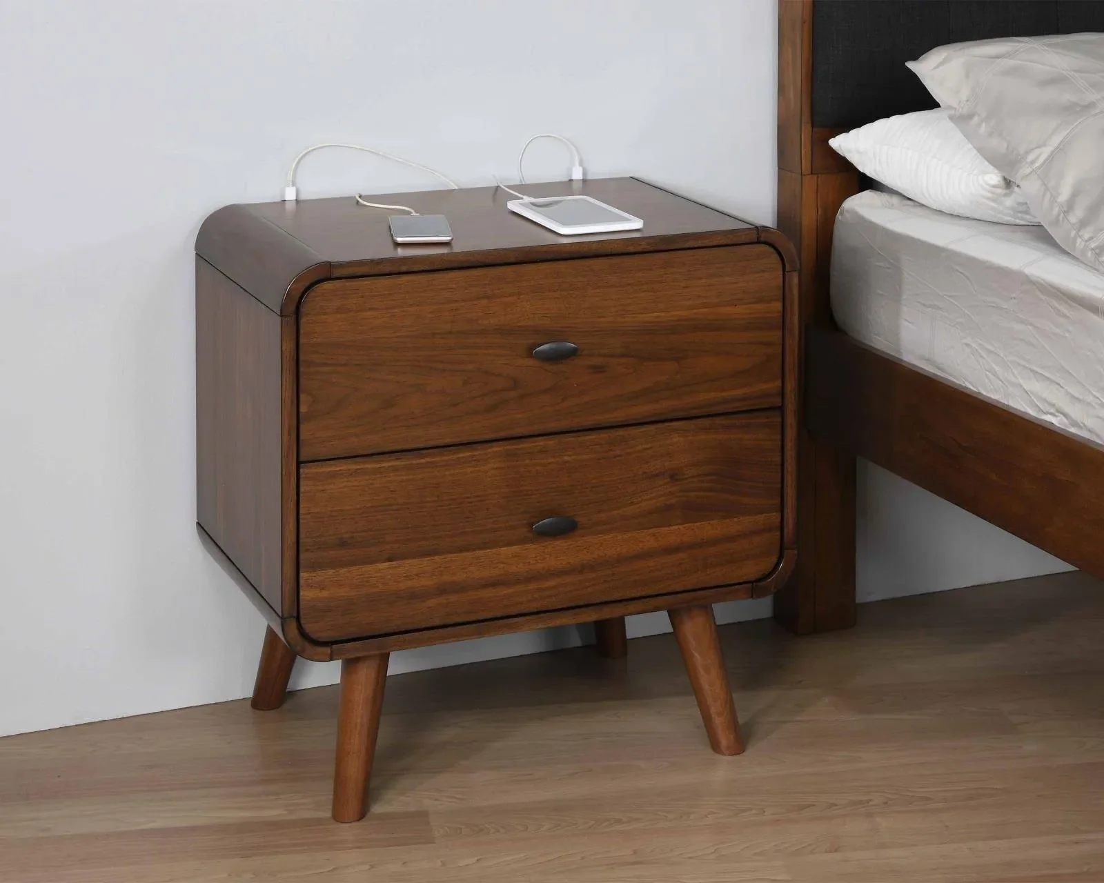 Robyn Dark Walnut 2-Drawer Nightstand