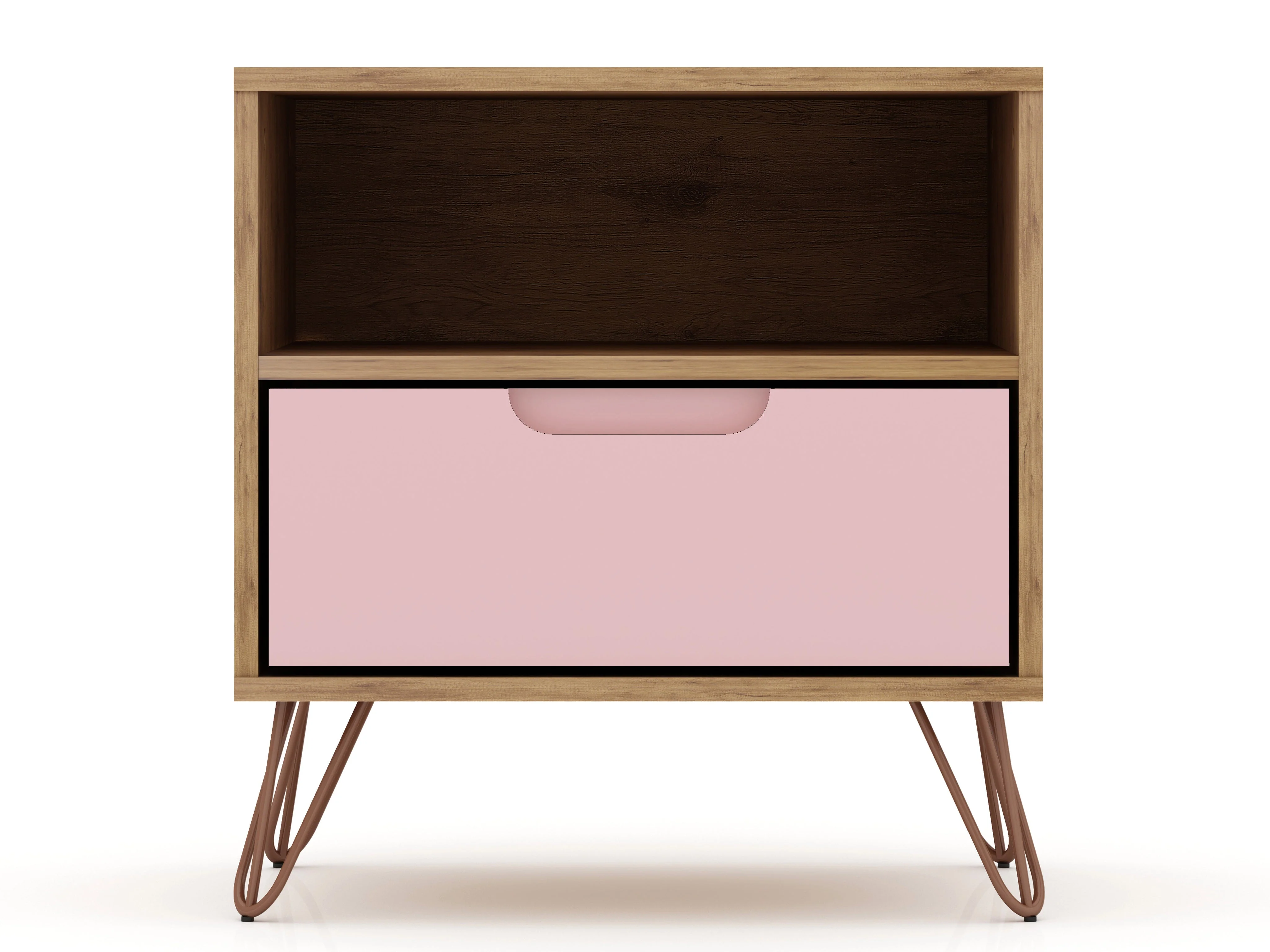 Rockefeller 1.0 Nightstand in Nature and Rose Pink