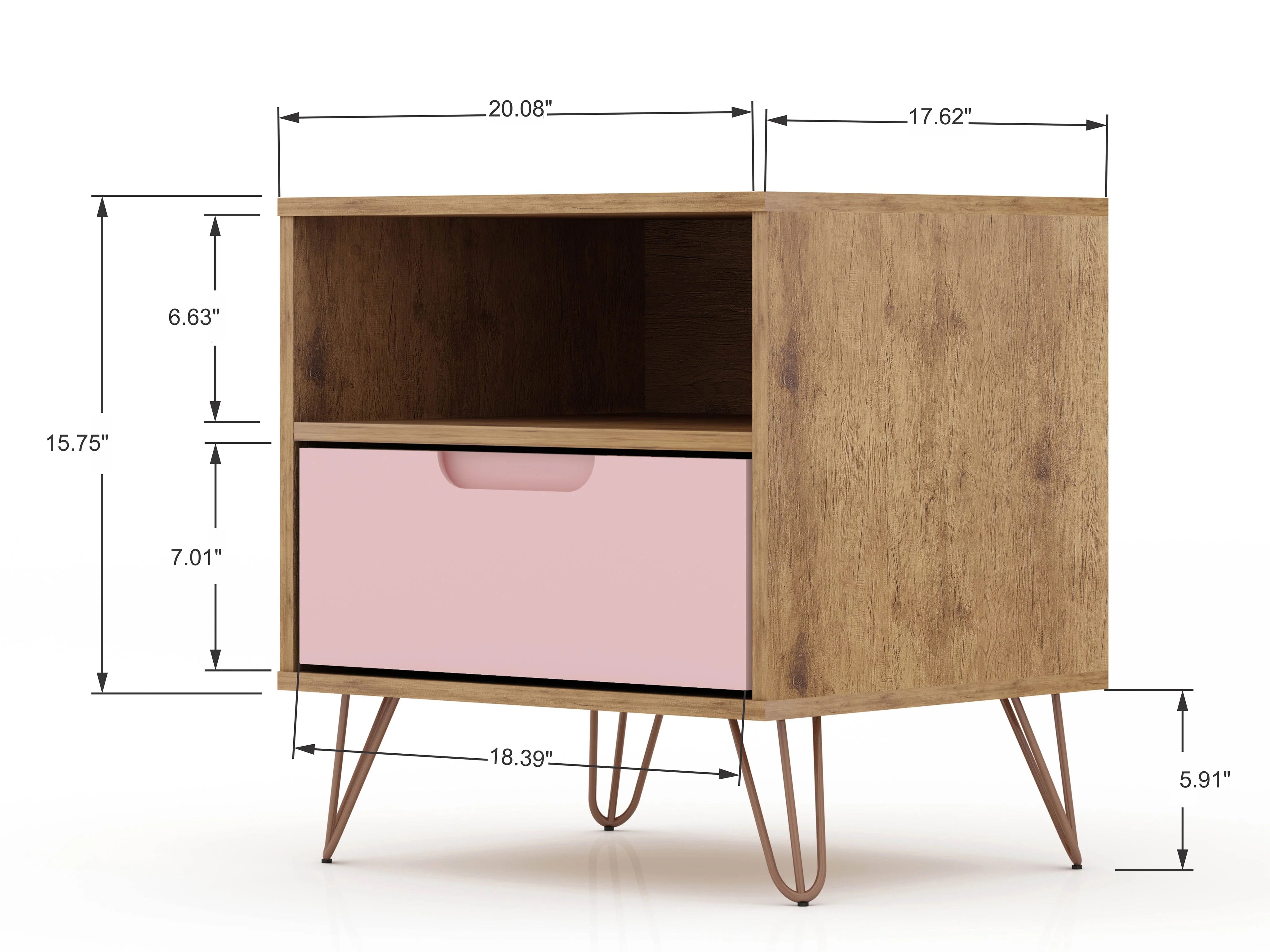 Rockefeller 1.0 Nightstand in Nature and Rose Pink - Image 3