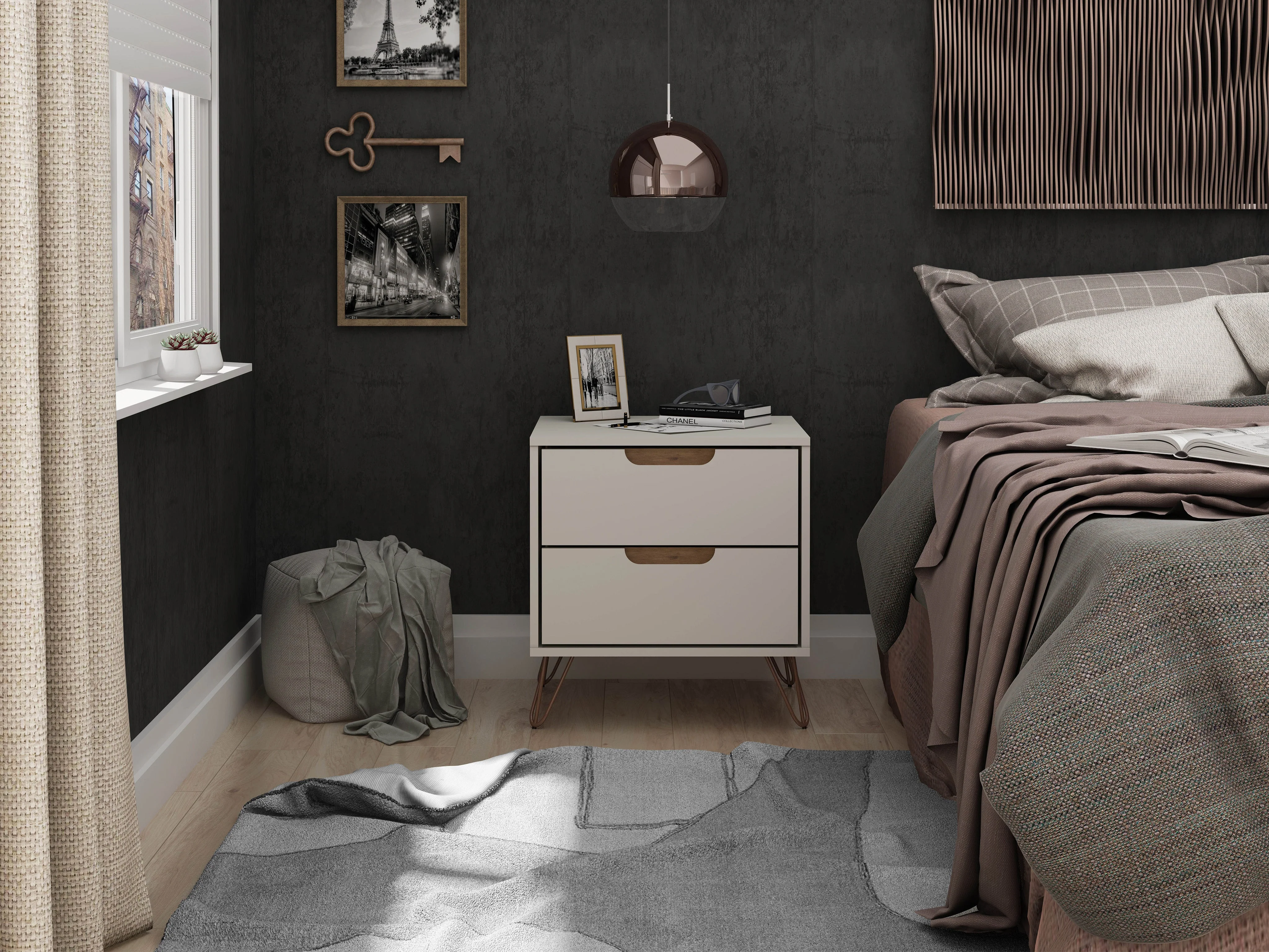 Rockefeller 2.0 Nightstand in Off White and Nature - Image 2