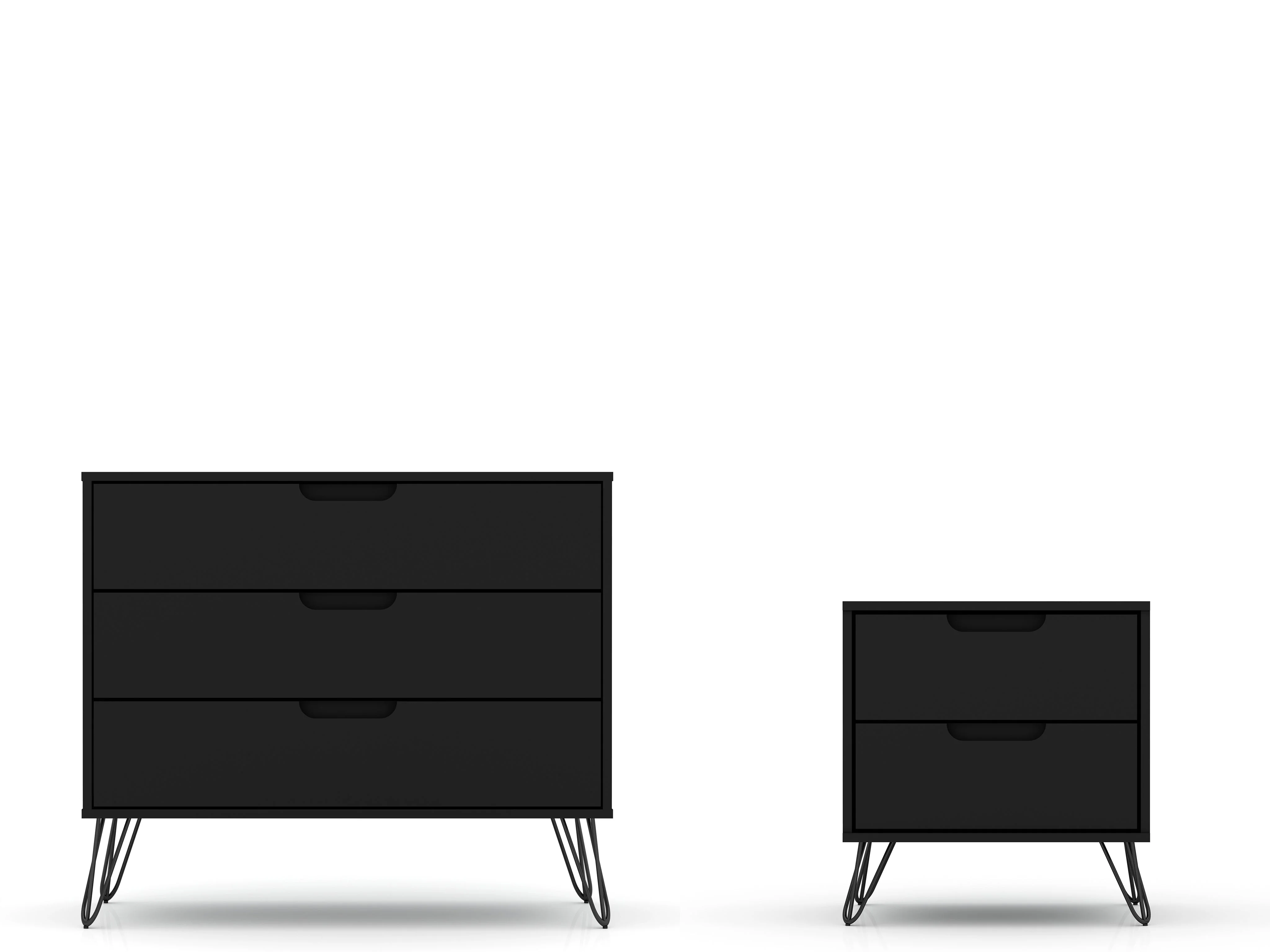 Rockefeller Dresser and Nightstand Set in Black