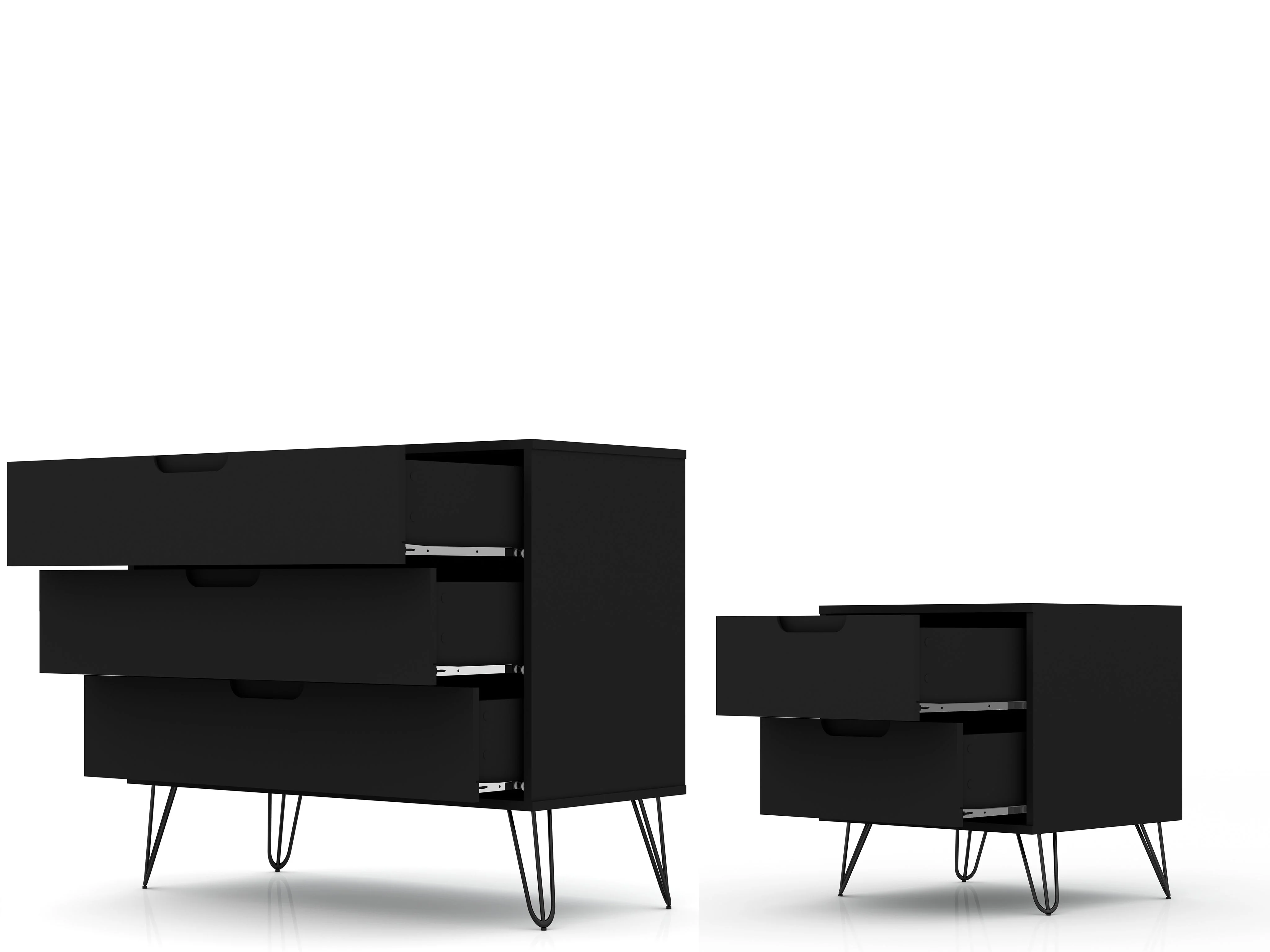 Rockefeller Dresser and Nightstand Set in Black - Image 4