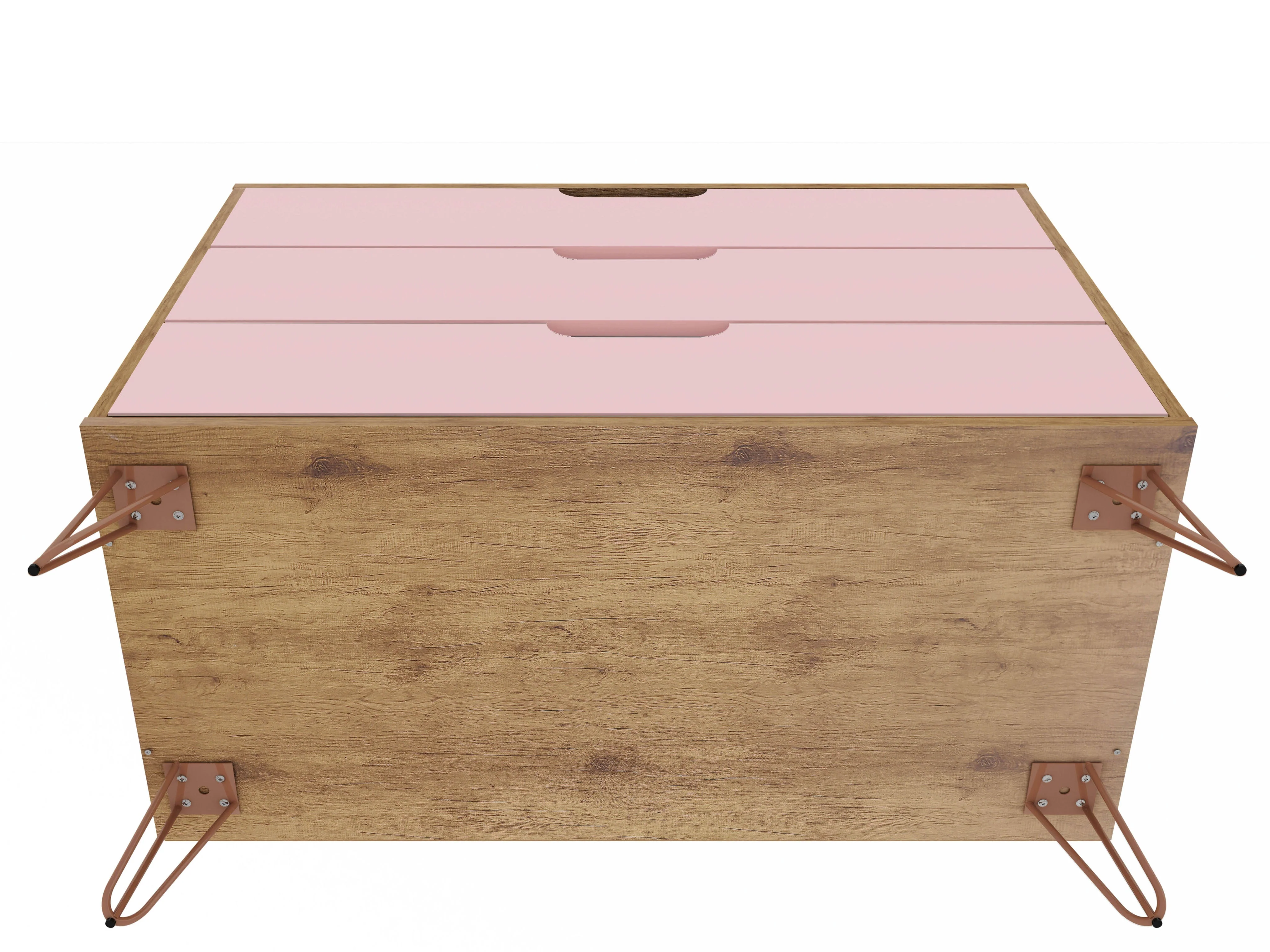 Rockefeller Dresser and Nightstand Set in Nature and Rose Pink - Image 7