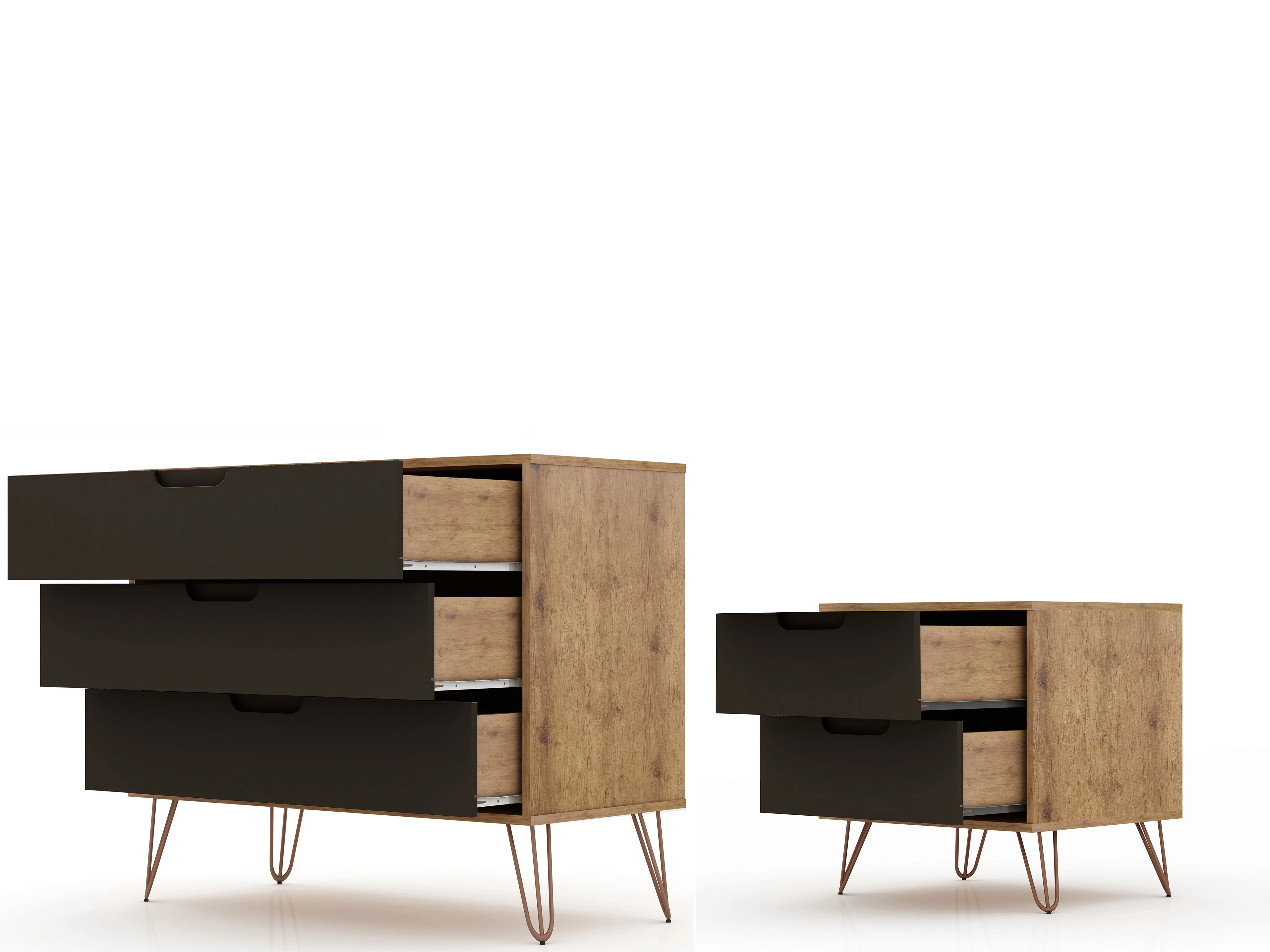 Rockefeller Dresser and Nightstand Set in Nature and Textured Grey - Image 4