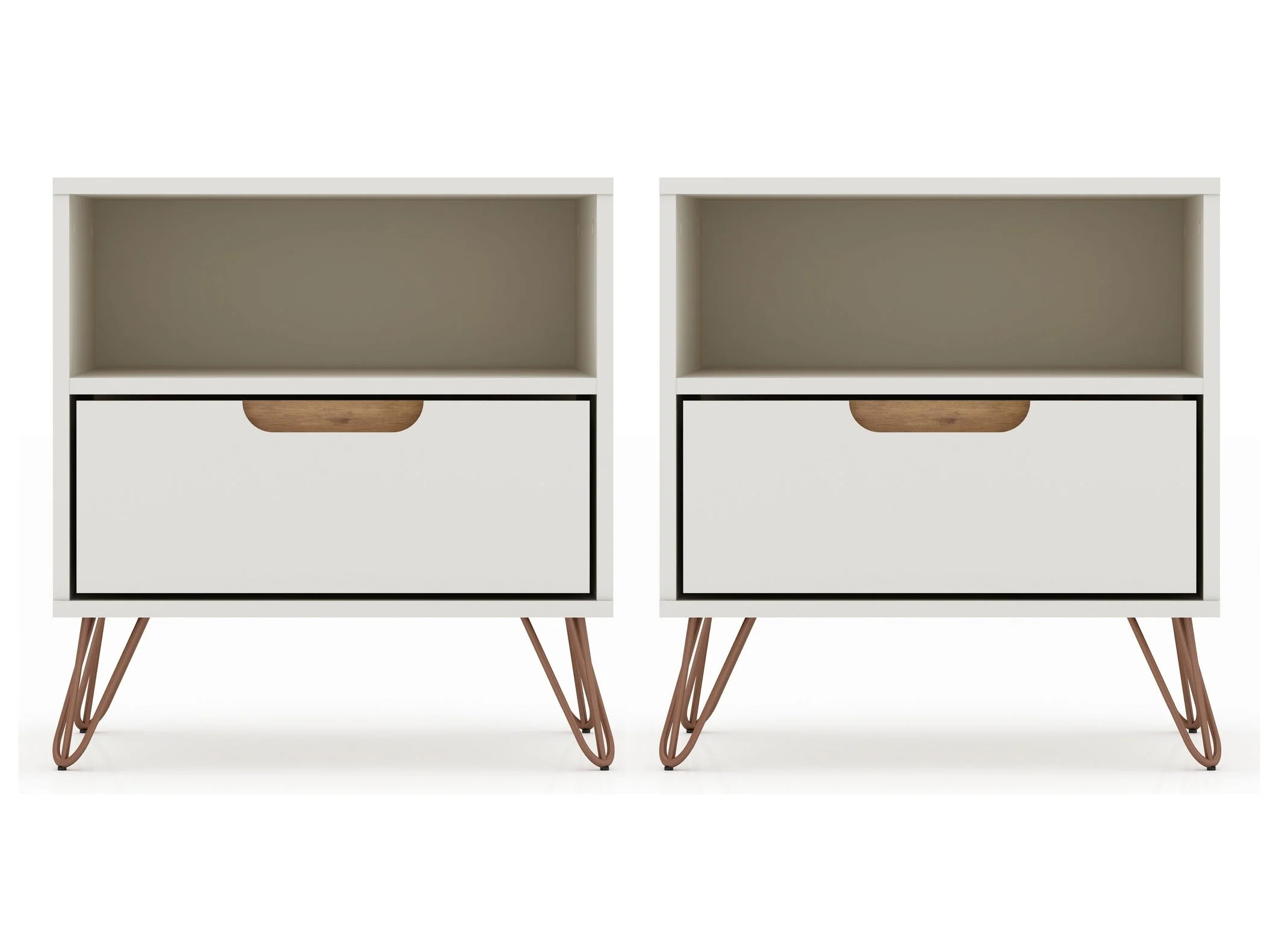 Rockefeller Nightstand 1.0 in Off White and Nature (set of 2)