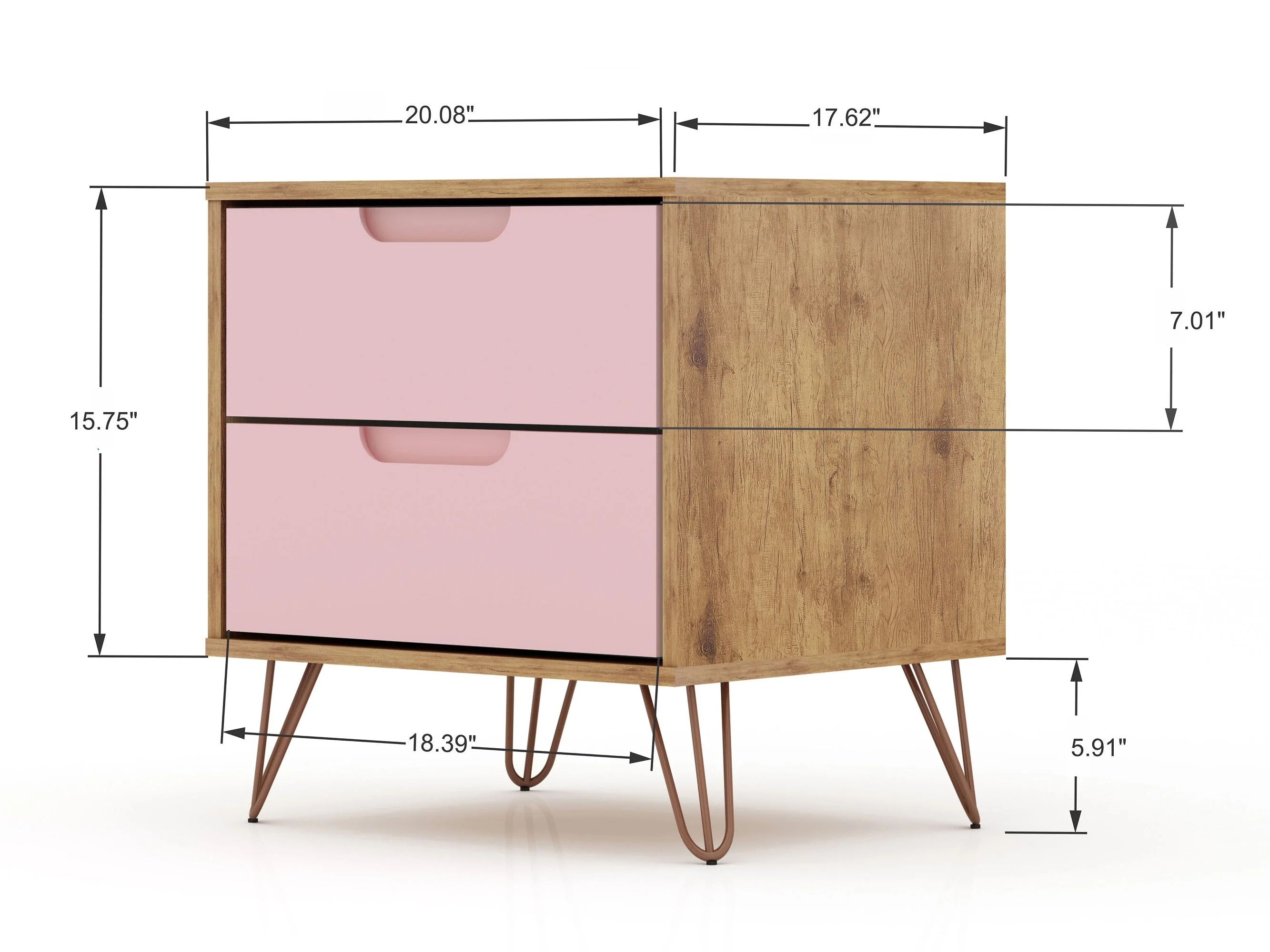 Rockefeller Nightstand 2.0 in Nature and Rose Pink (set of 2) - Image 3