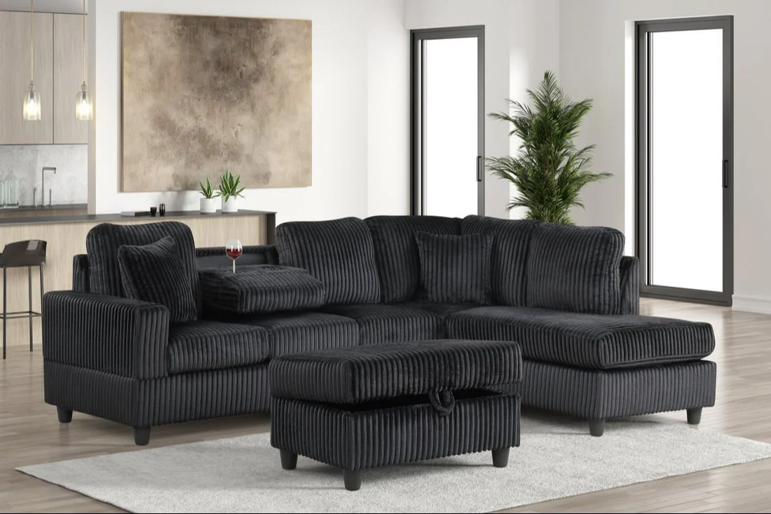 Rocket Black Onyx Reversible Sectional