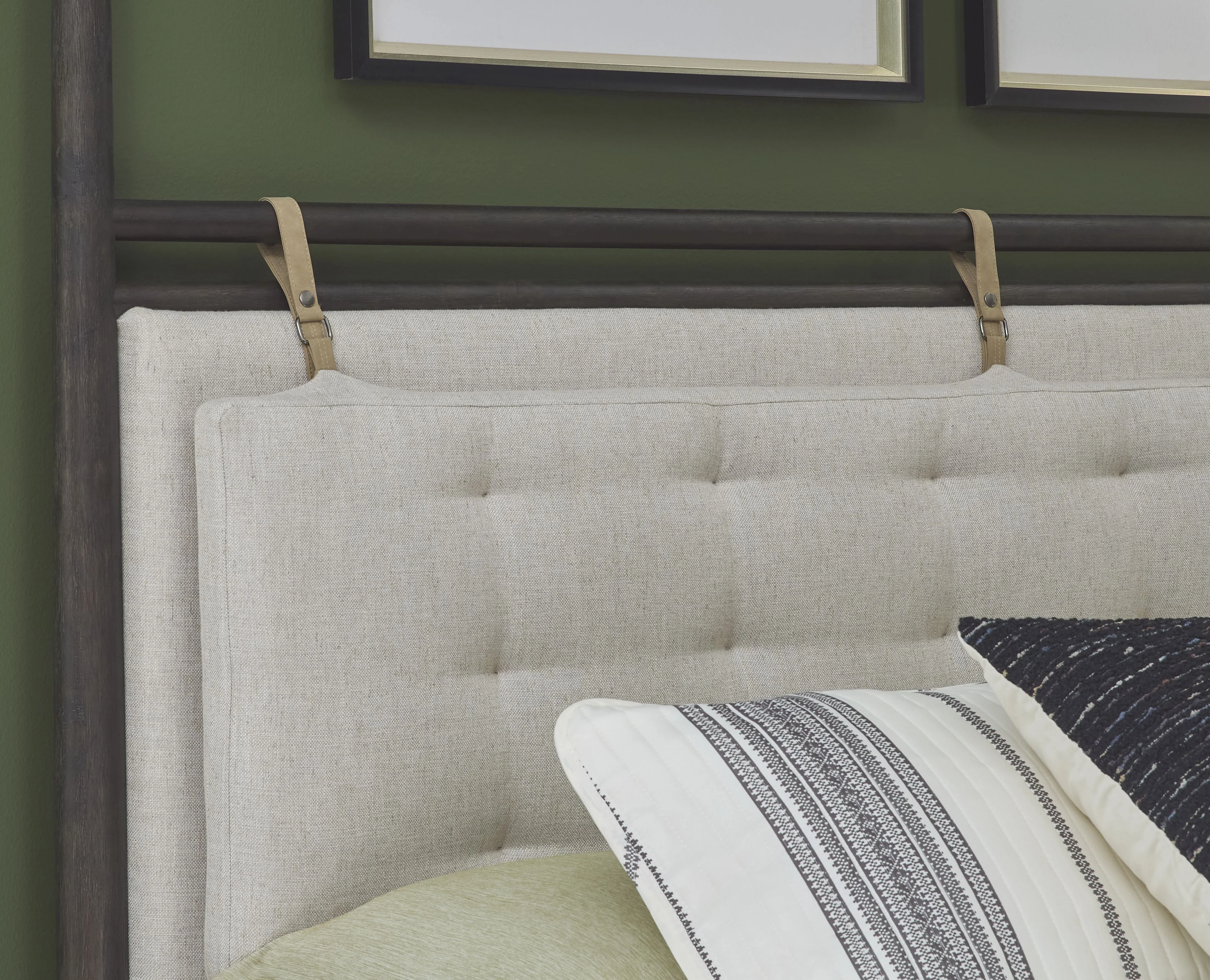 Rockport Queen Upholstered Poster Bed in Yin and Turtle Dove Linen - Image 2