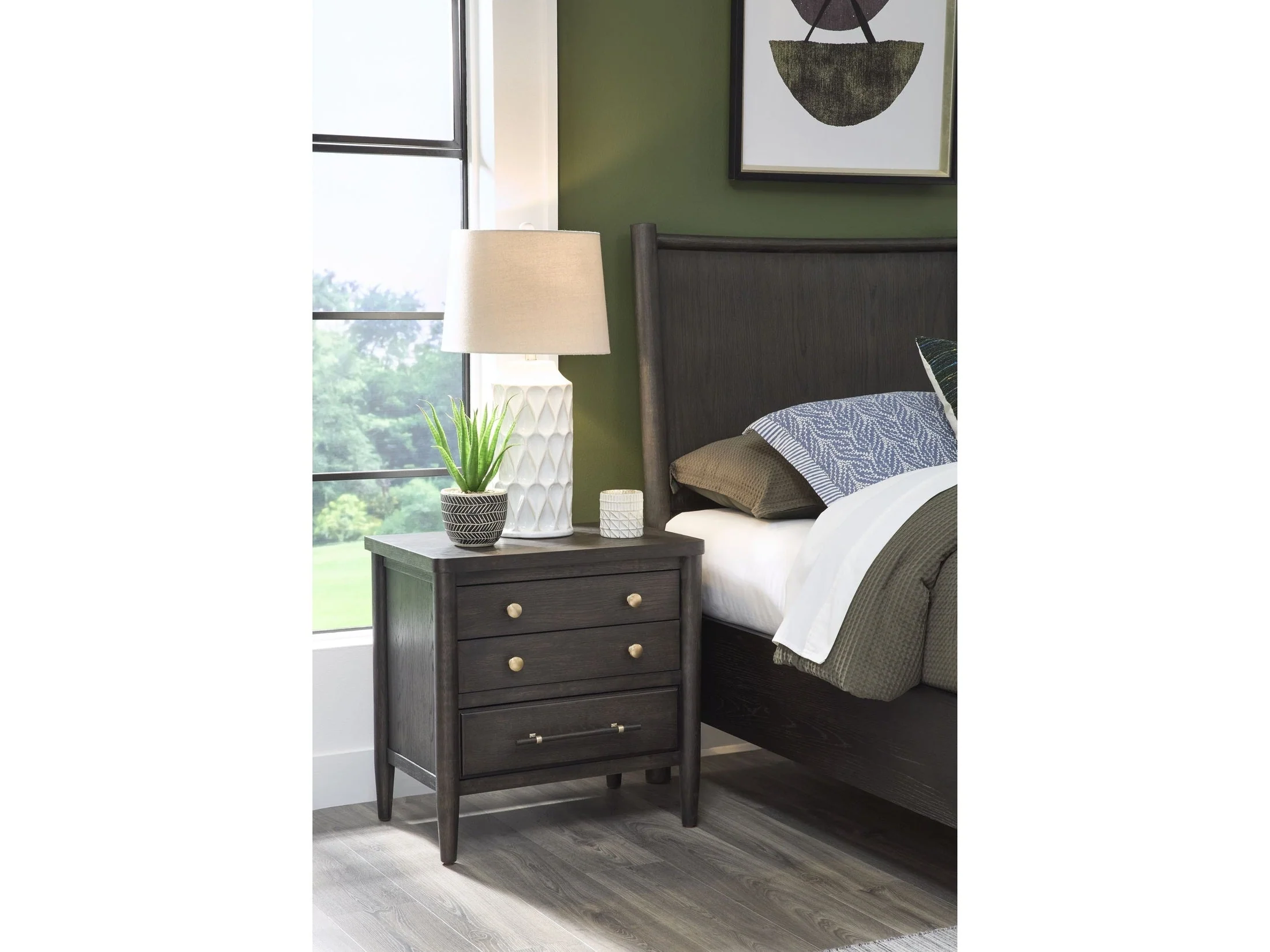 Rockport Three Drawer Large Nightstand in Yin