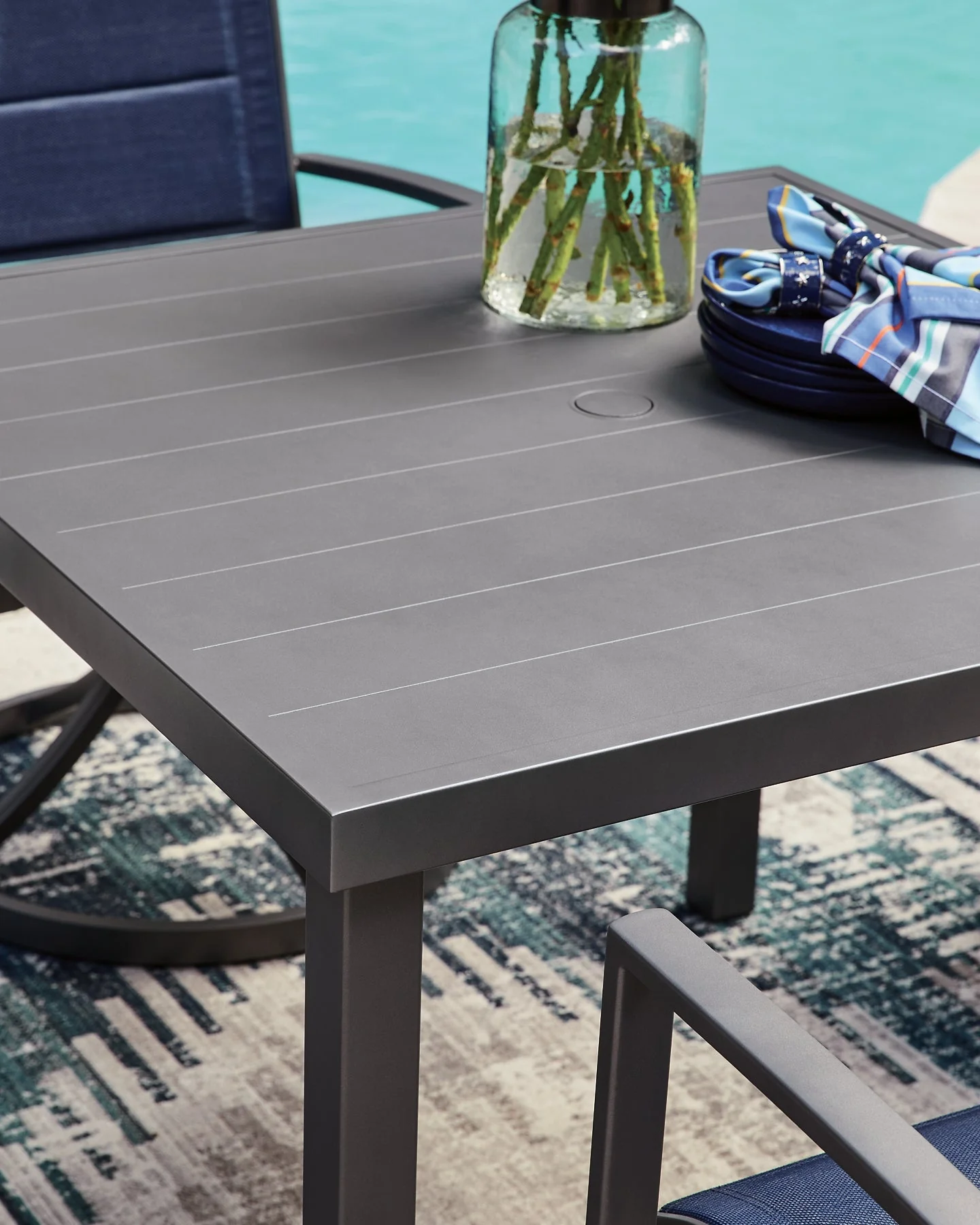 Rocky Creek Gray Square Dining Table w/UMB OPT - Image 4