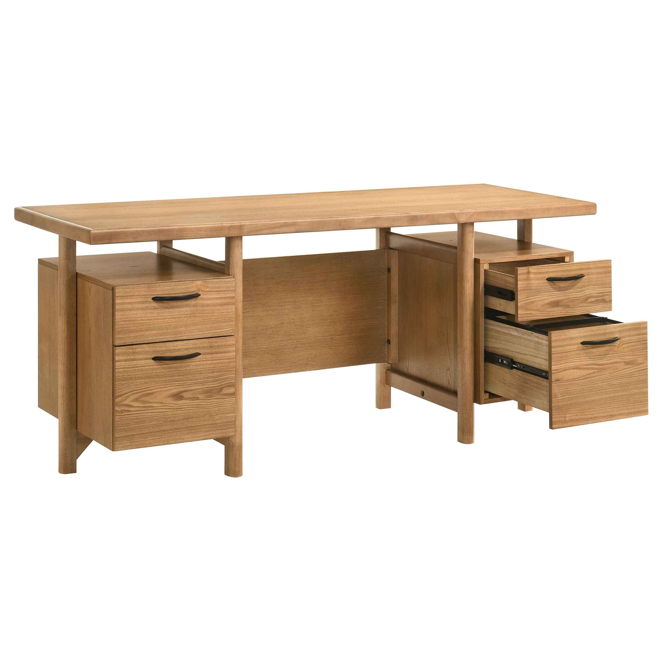 Roldan Light Ash 69-inch 4-drawer Computer Desk with File Drawer - Image 4