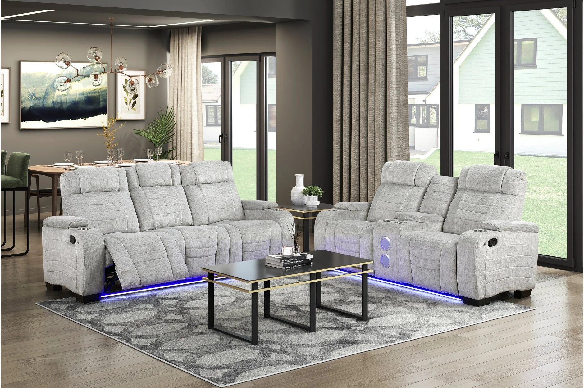 Ronan Light Gray Double Reclining Living Room Set - Image 3