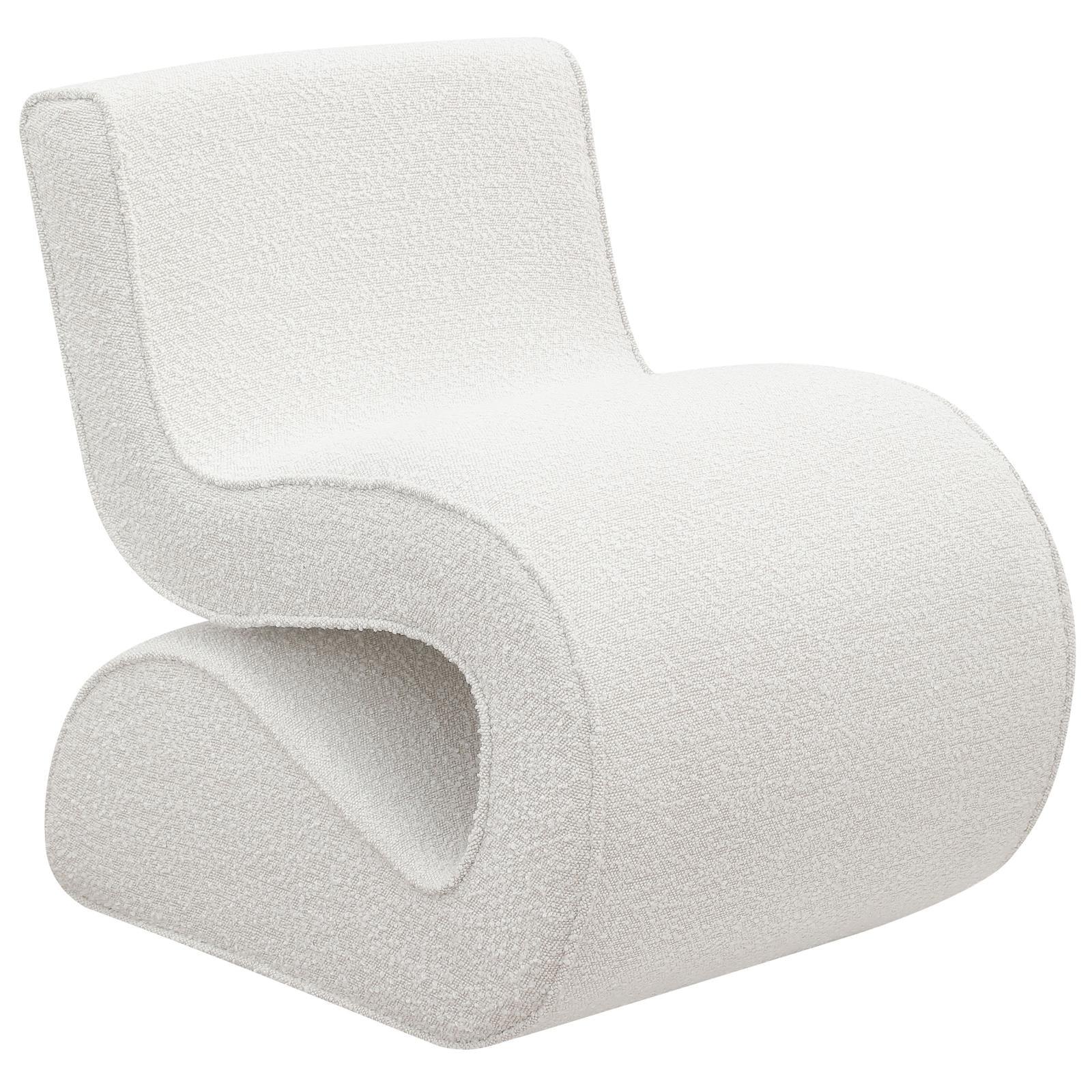 Ronea Cream Boucle Upholstered Armless Curved Accent Chair - Image 11