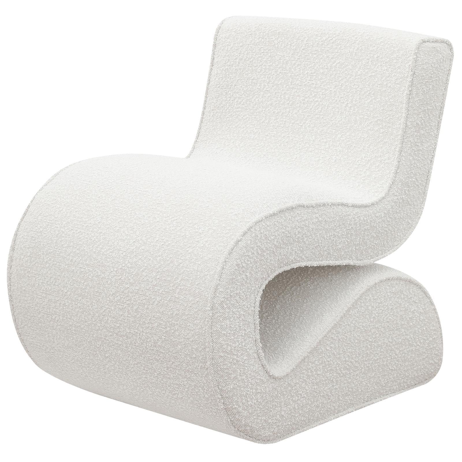 Ronea Cream Boucle Upholstered Armless Curved Accent Chair - Image 3