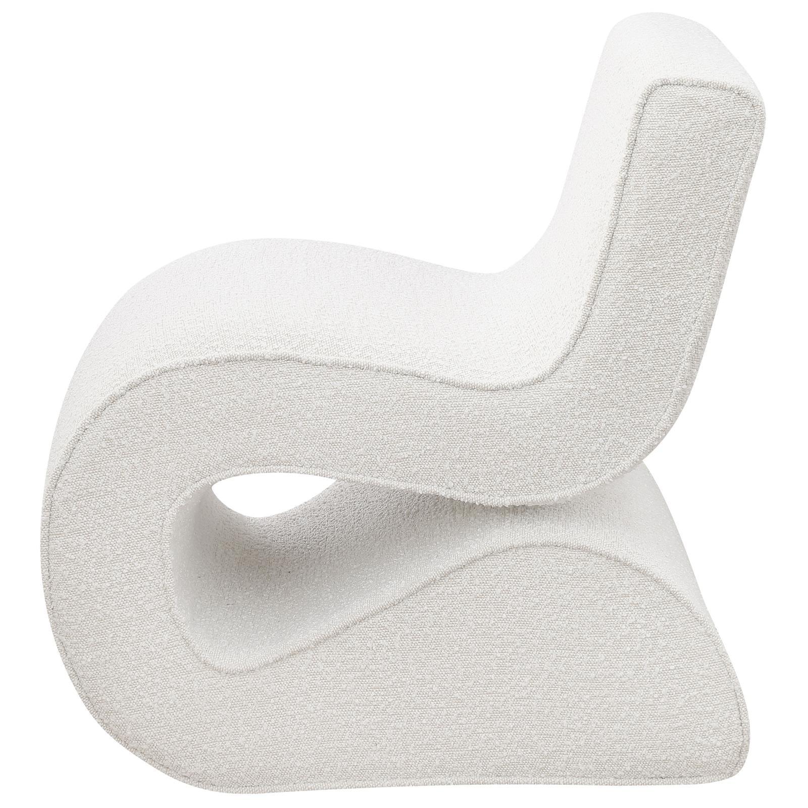 Ronea Cream Boucle Upholstered Armless Curved Accent Chair - Image 4