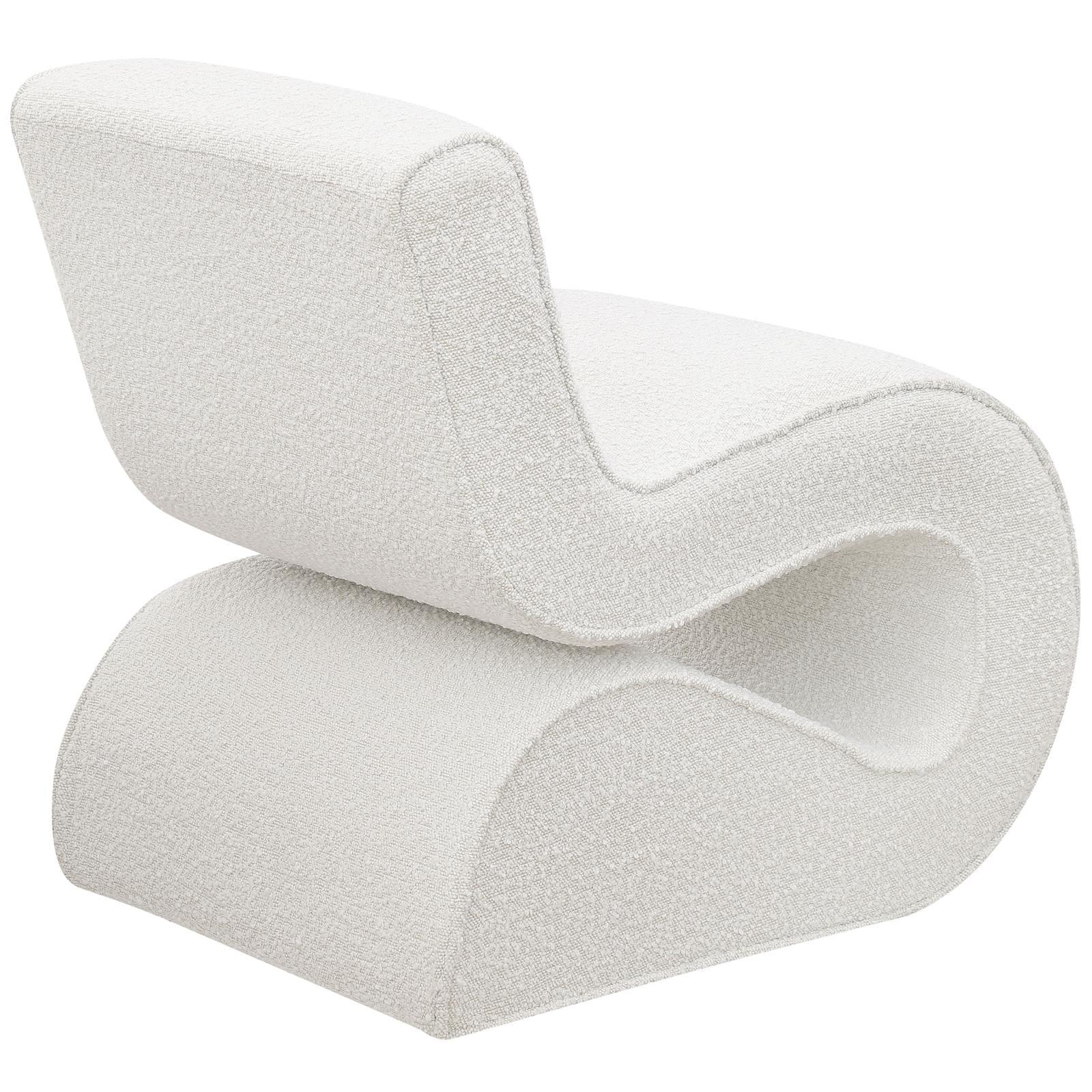 Ronea Cream Boucle Upholstered Armless Curved Accent Chair - Image 6
