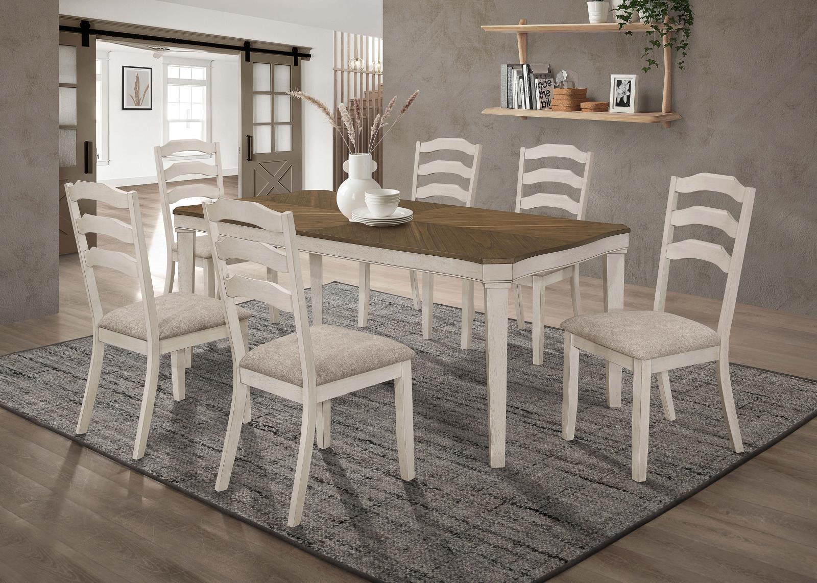 Ronnie Ladder Back Padded Seat Dining Side Chair Khaki and Rustic Cream (Set of 2) - Image 10