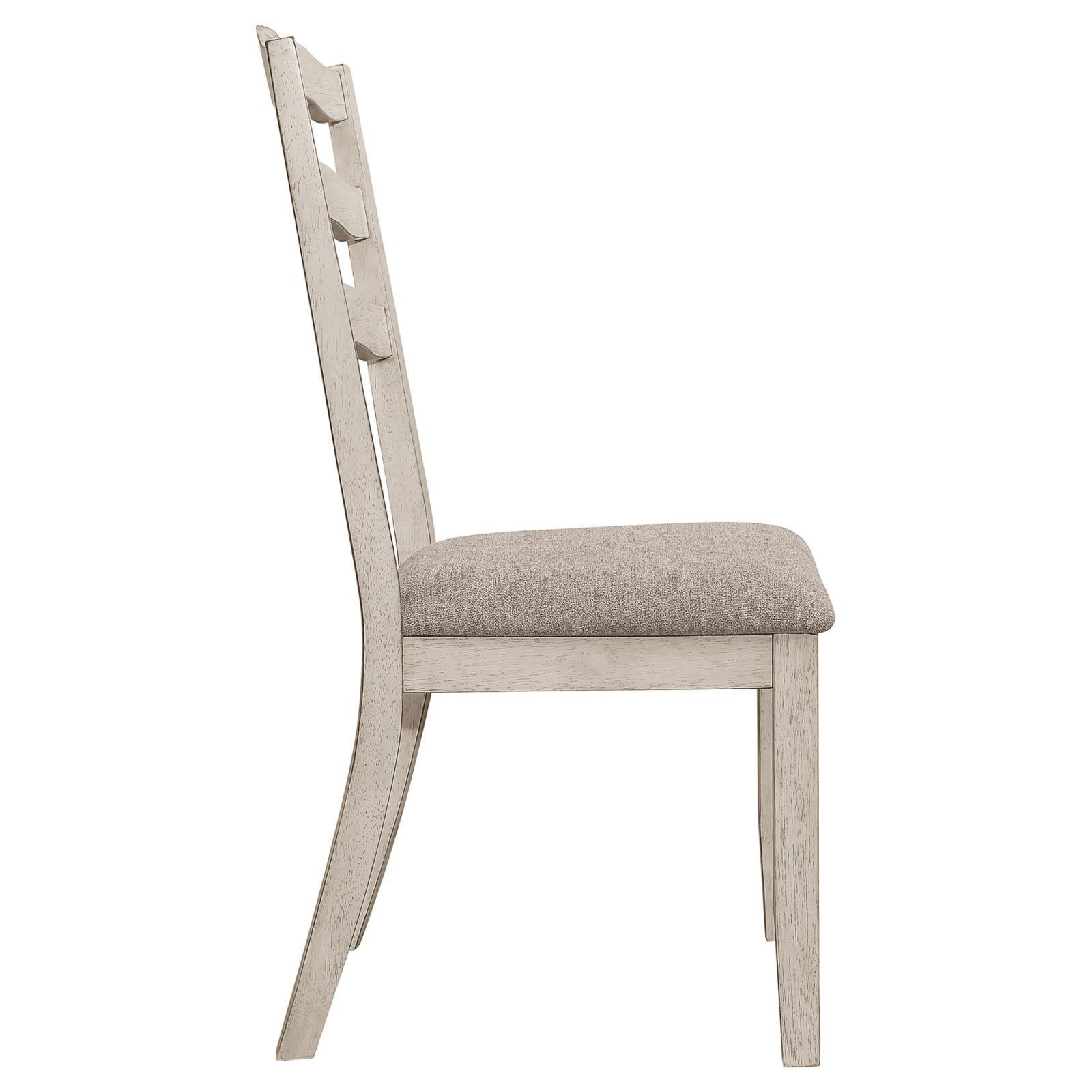 Ronnie Ladder Back Padded Seat Dining Side Chair Khaki and Rustic Cream (Set of 2) - Image 8