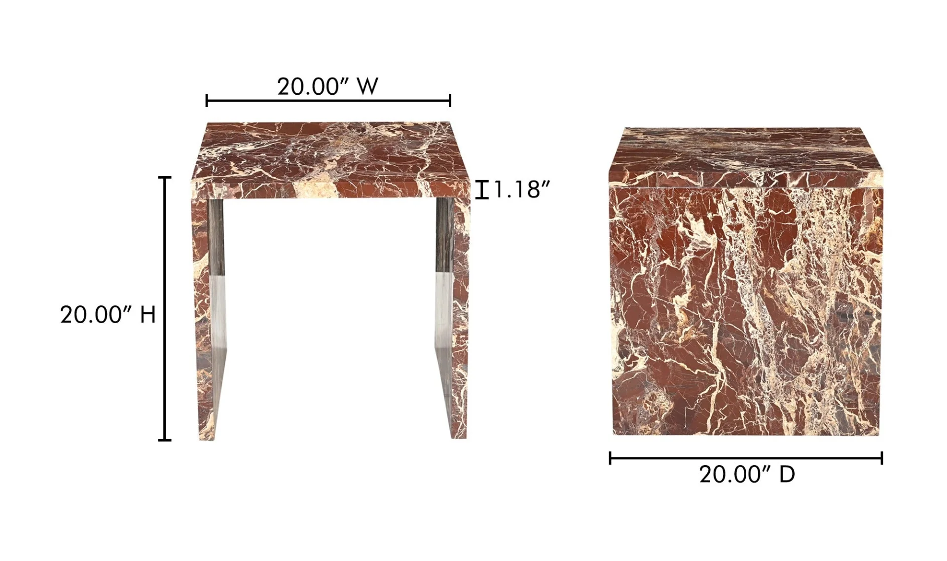 Rosa Accent Table Rosso Levanto Marble - Image 13