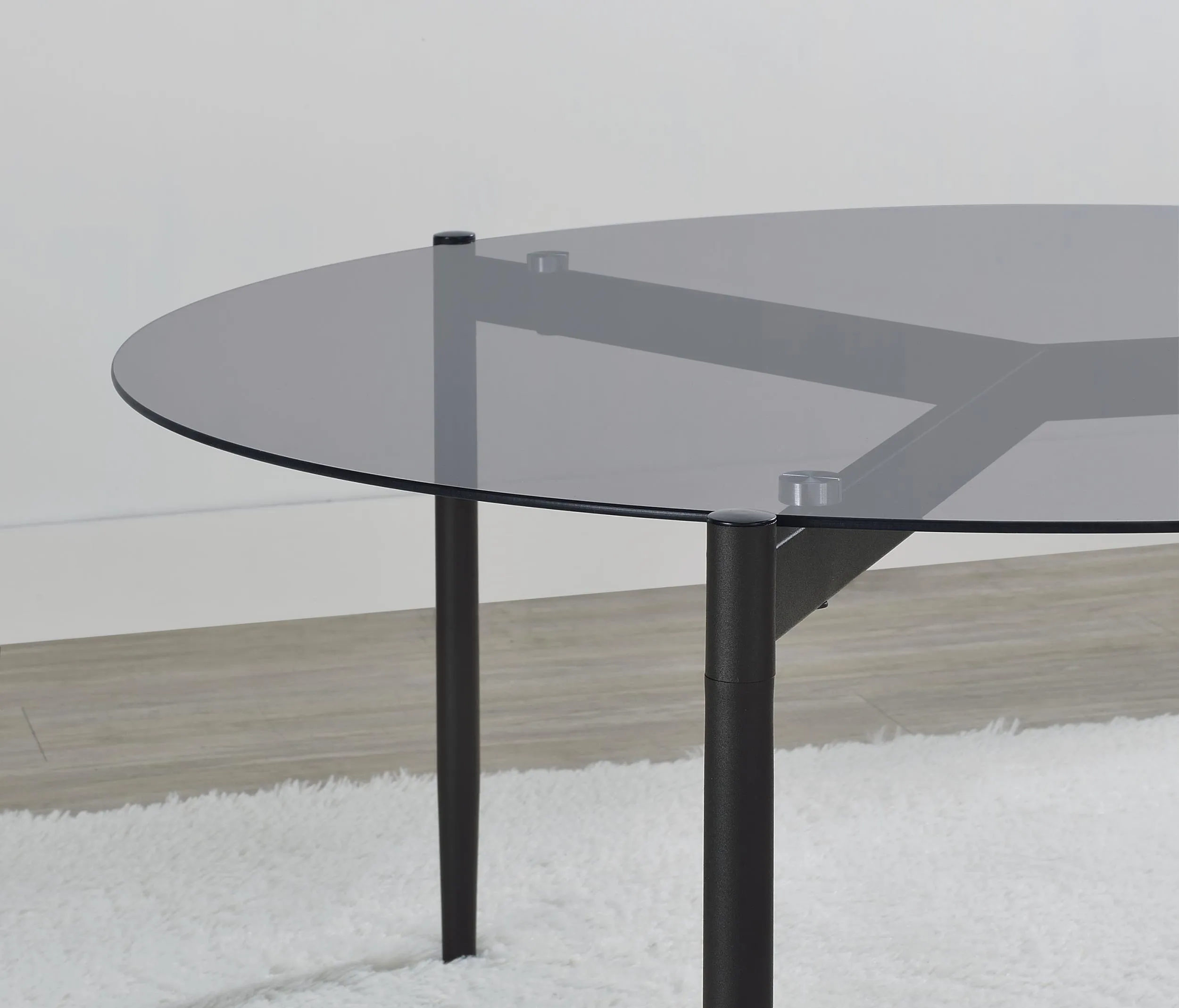 Rosalie Round Smoked Glass Top Coffee Table Sandy Black - Image 2