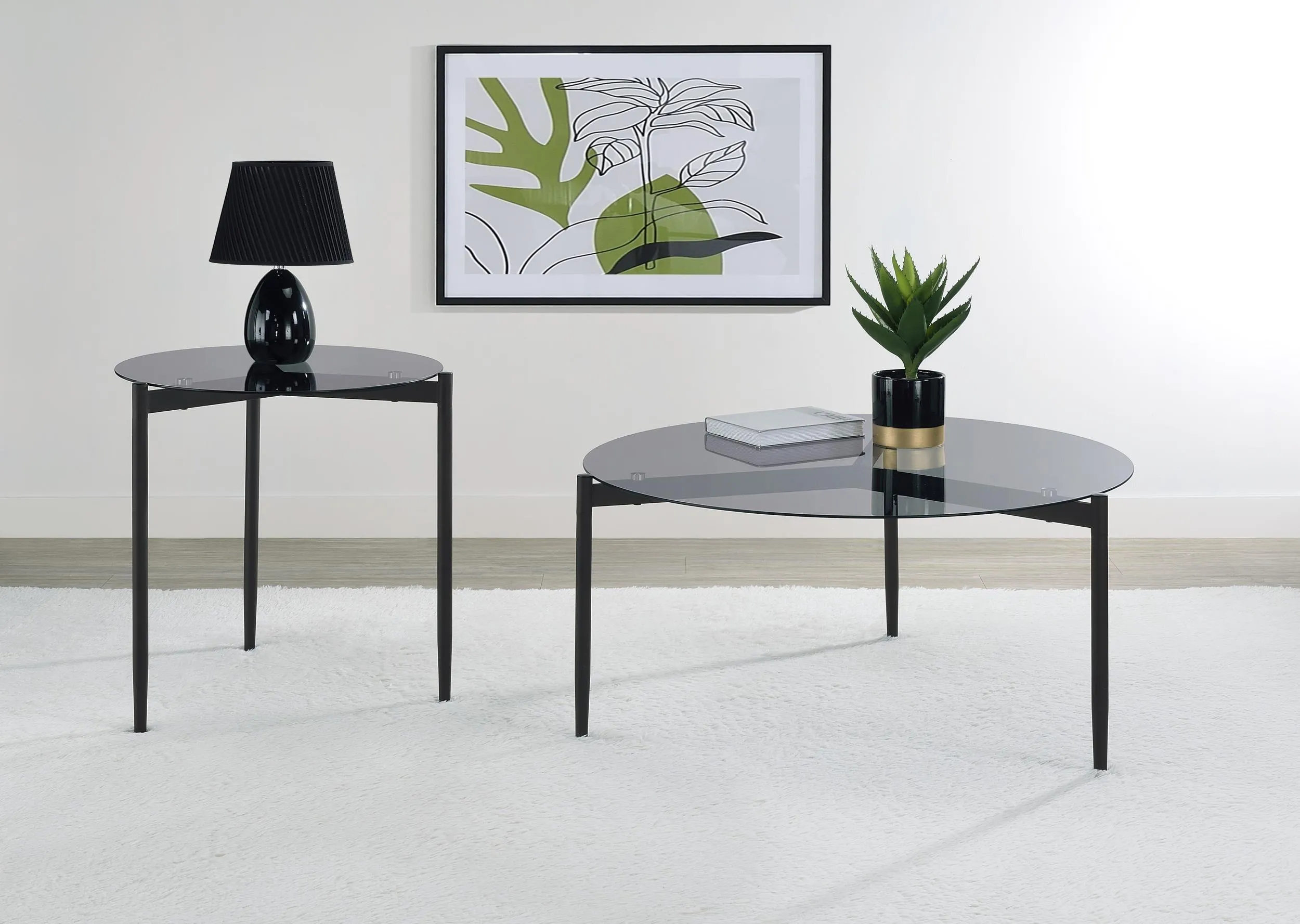 Rosalie Round Smoked Glass Top Coffee Table Sandy Black - Image 3