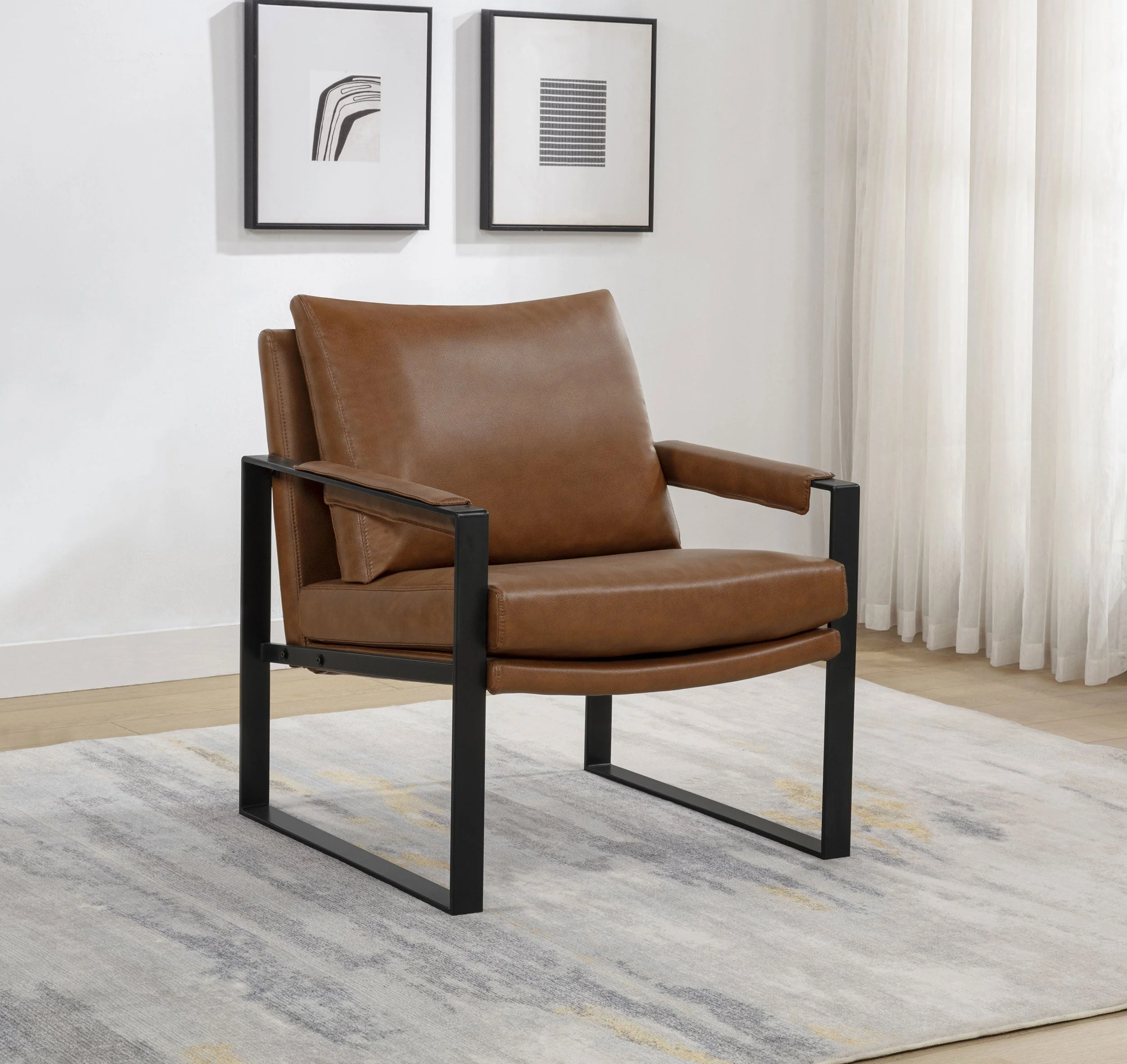 Rosalind Brown Upholstered Track Arm Accent Chair