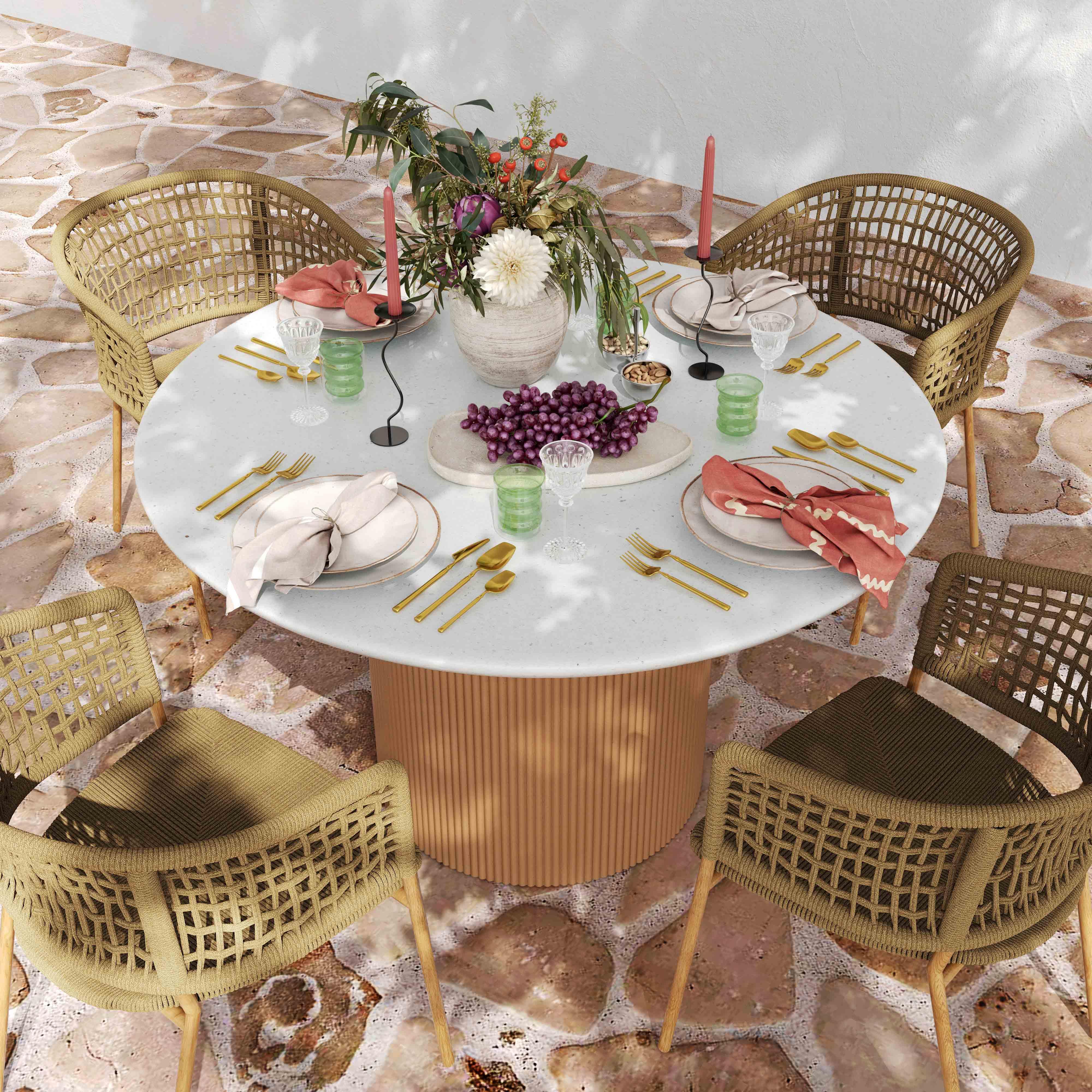 Rose Faux Terrazzo and Terracotta Concrete Indoor / Outdoor 47" Round Dining Table - Image 2