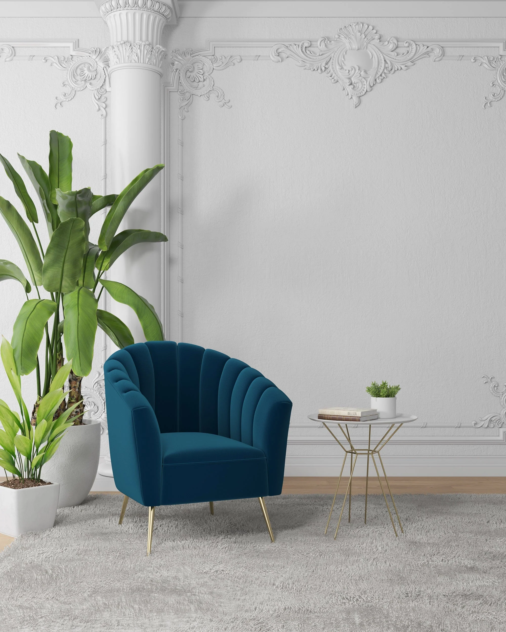 Rosemont Accent Chair in Blue and Gold - Image 2