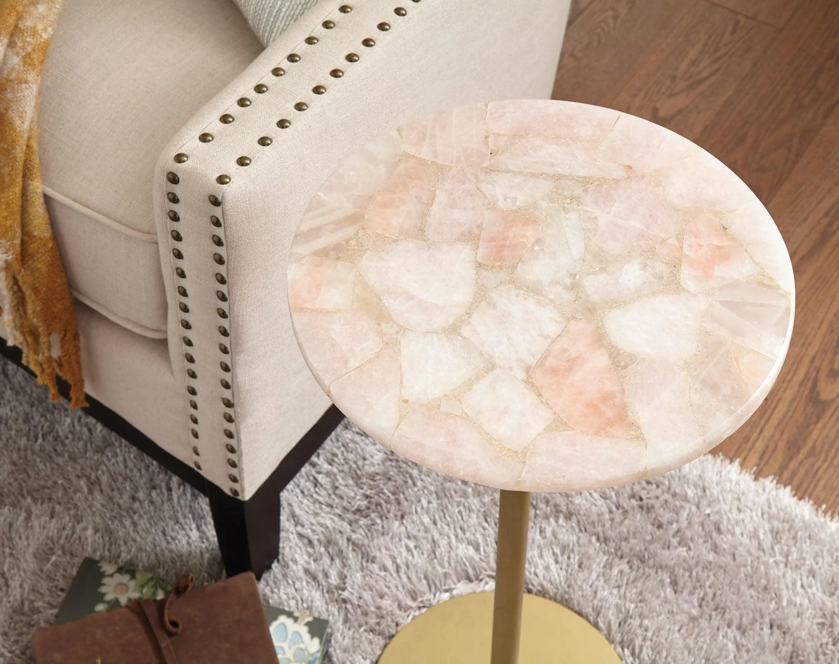 Rosie Rose Quartz Top Chairside End Table - Image 4