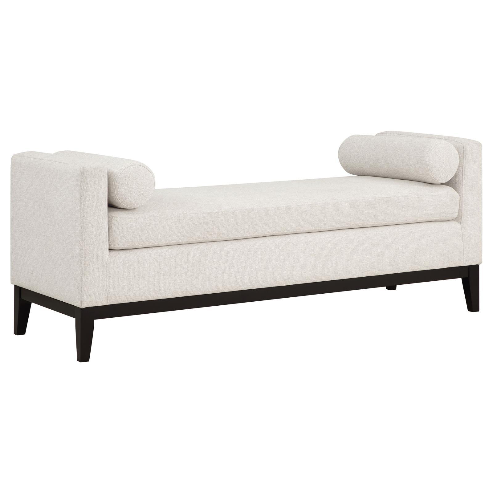 Rosie Vanilla Upholstered Accent Bench with Raised Arms and Pillows - Image 2