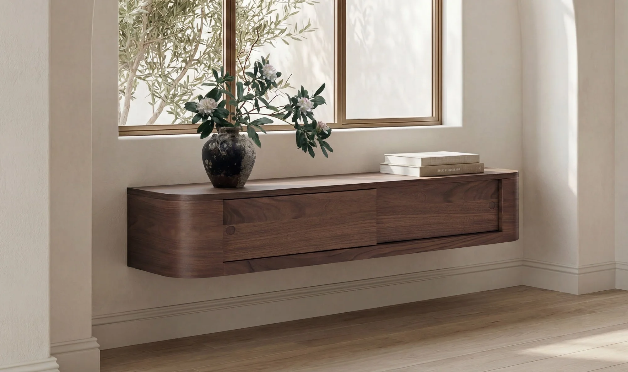 Round Off Floating Console Table Walnut - Image 5