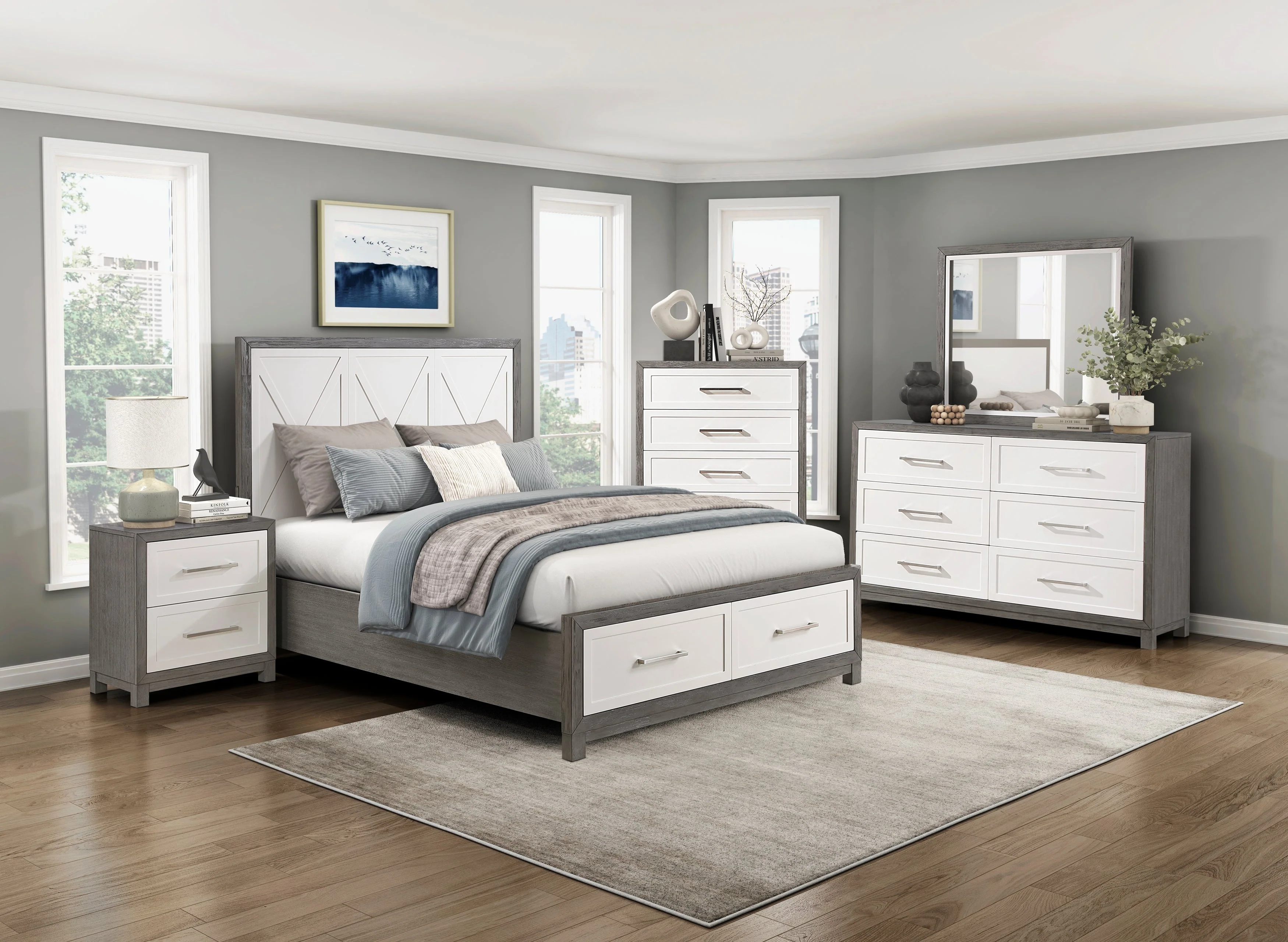 Rowan Two-tone Storage Platform Bedroom Set