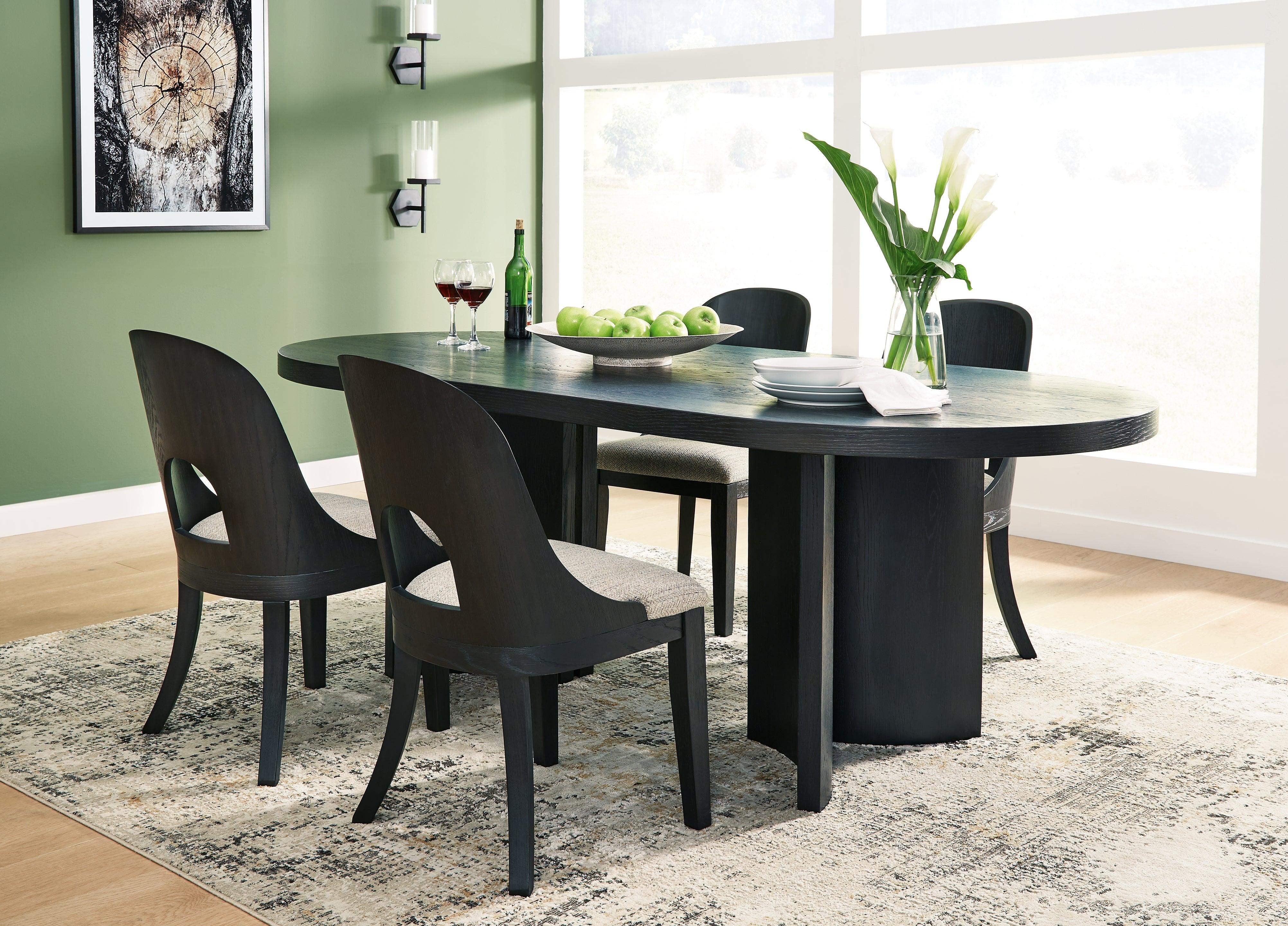 Rowanbeck Black Dining Table and 4 Chairs