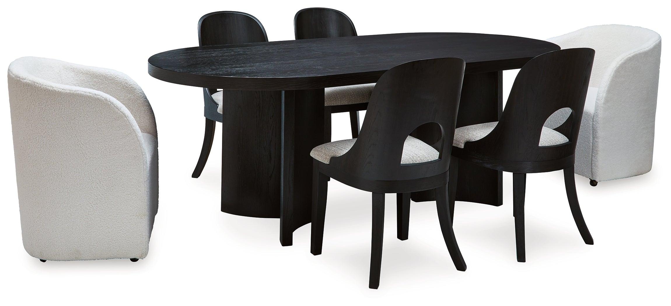 Rowanbeck Black Dining Table and 6 Chairs - Image 2